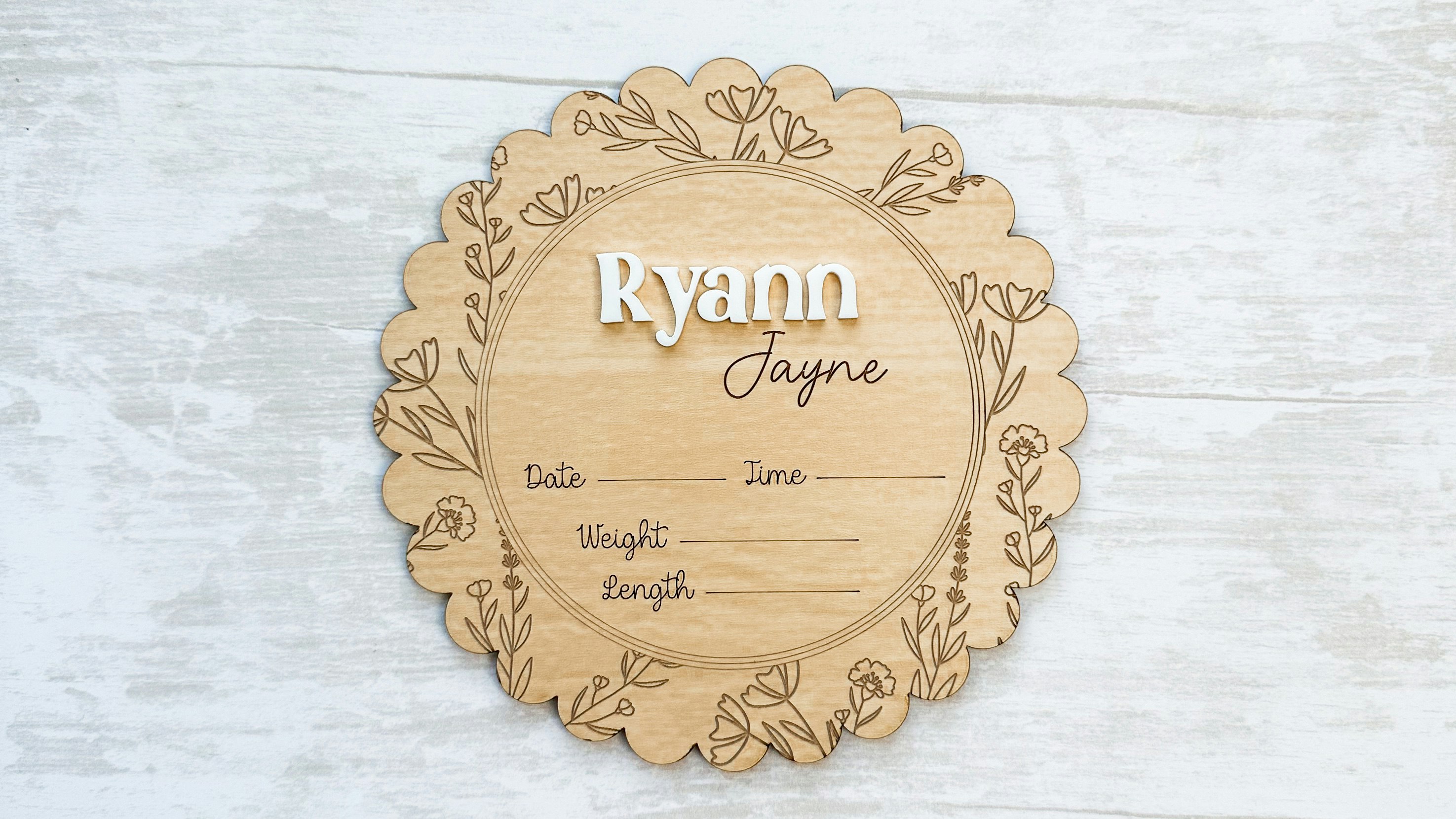 Scallop Flower Birth Announcement