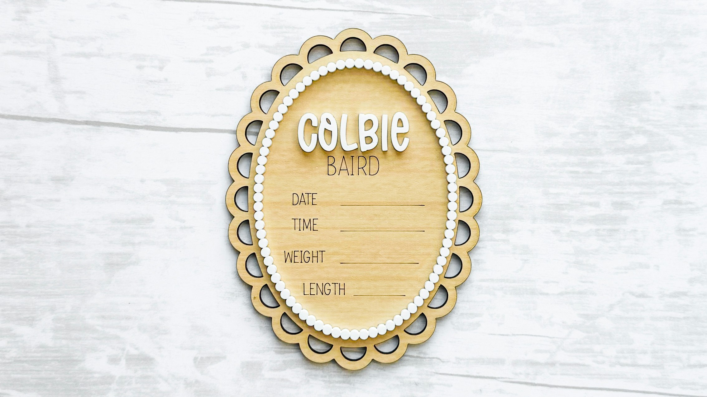 Scallop Pearl Birth Announcement