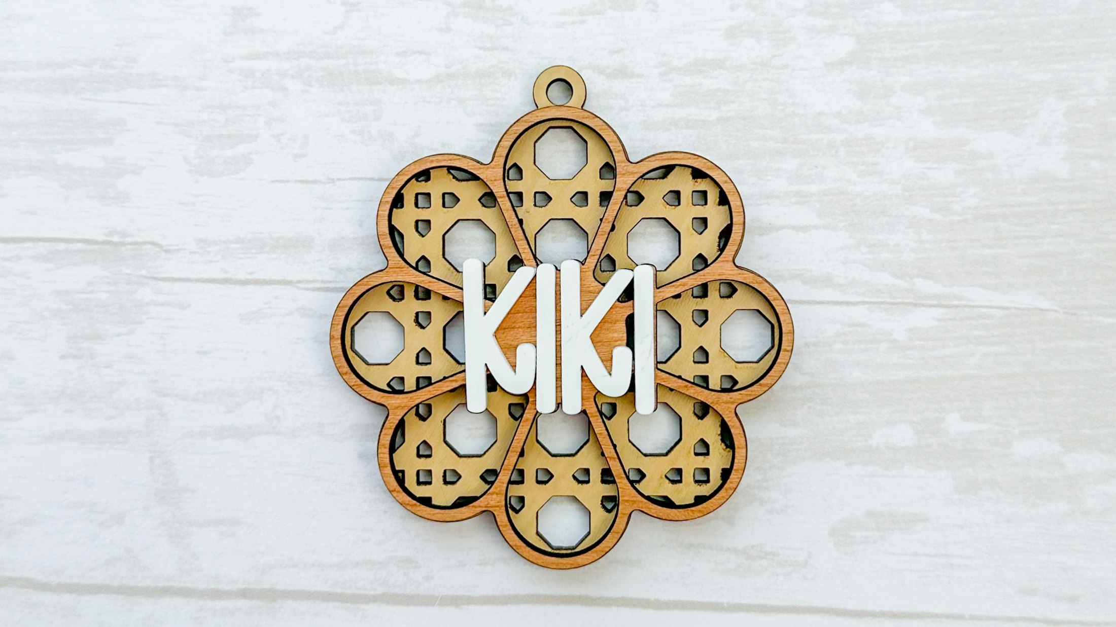 Rattan Flower Name Keychain
