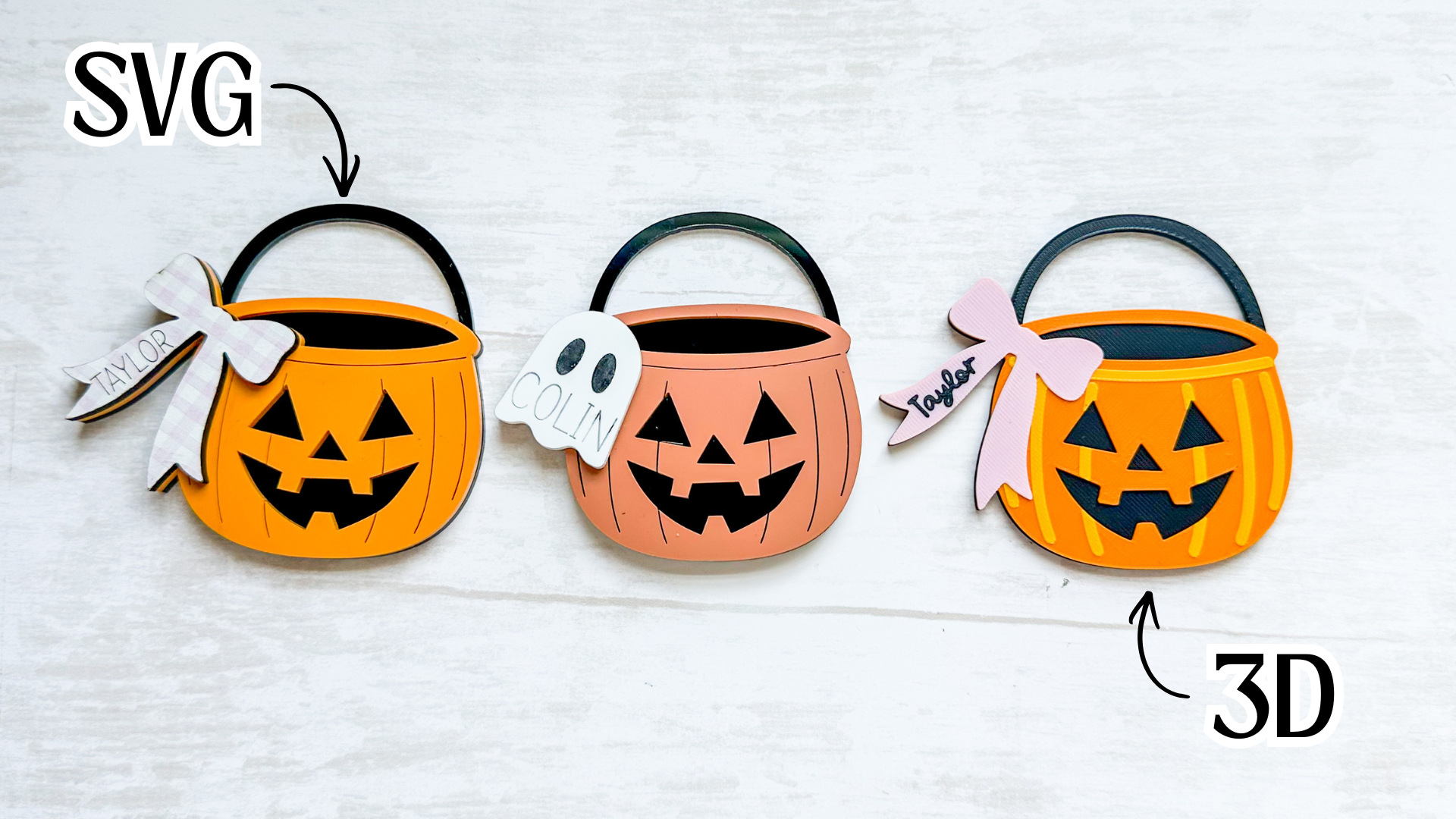 Trick-or-treat Pumpkin Bag Tag SVG and 3D Print