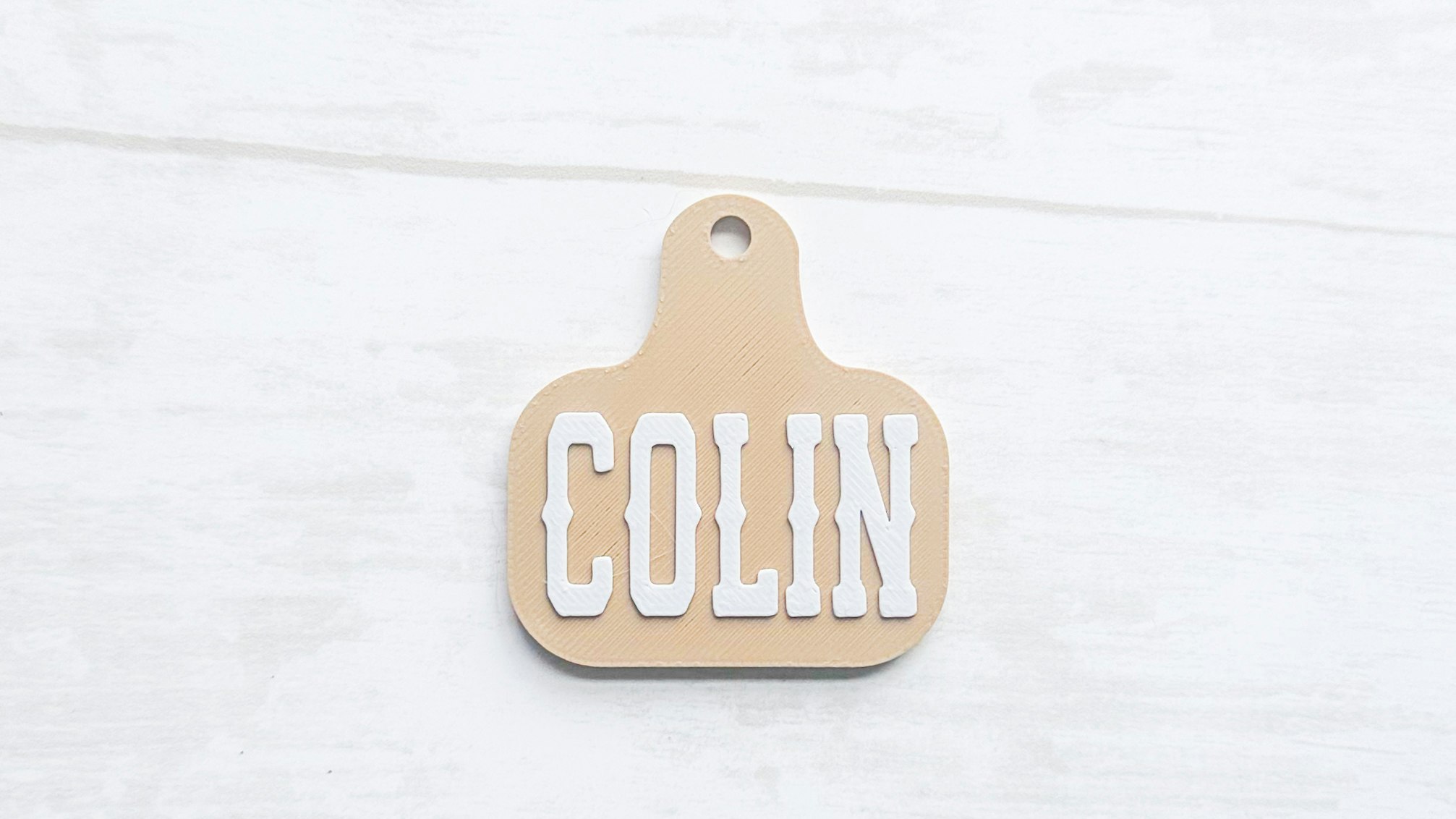 Western Cow Ear Tag with Name 3D Print