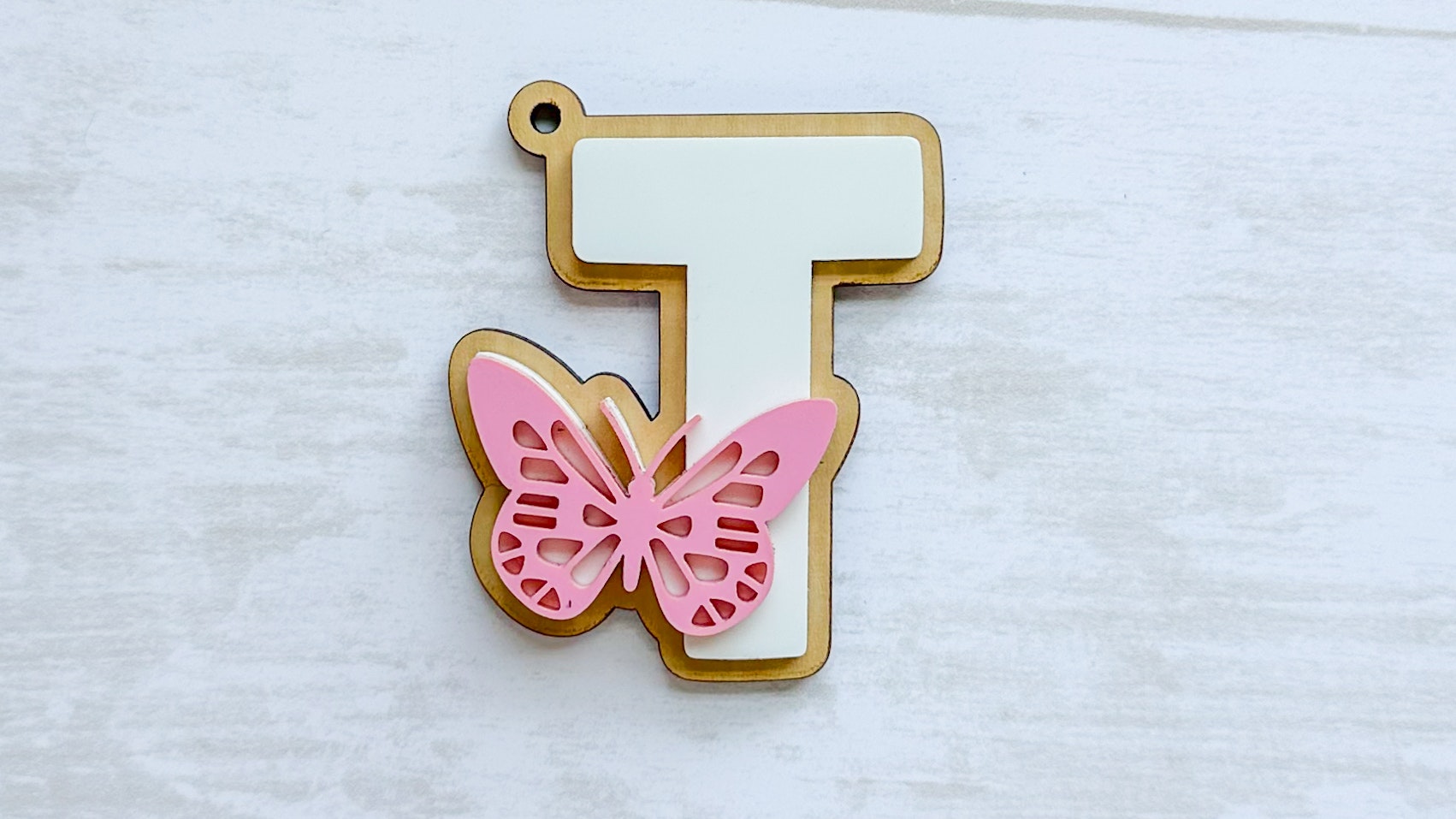 Butterfly Initial Key Chain