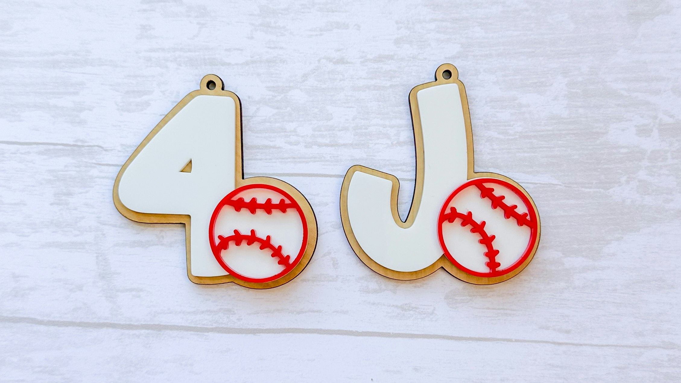 Baseball Softball Initial or Number Bag Tag