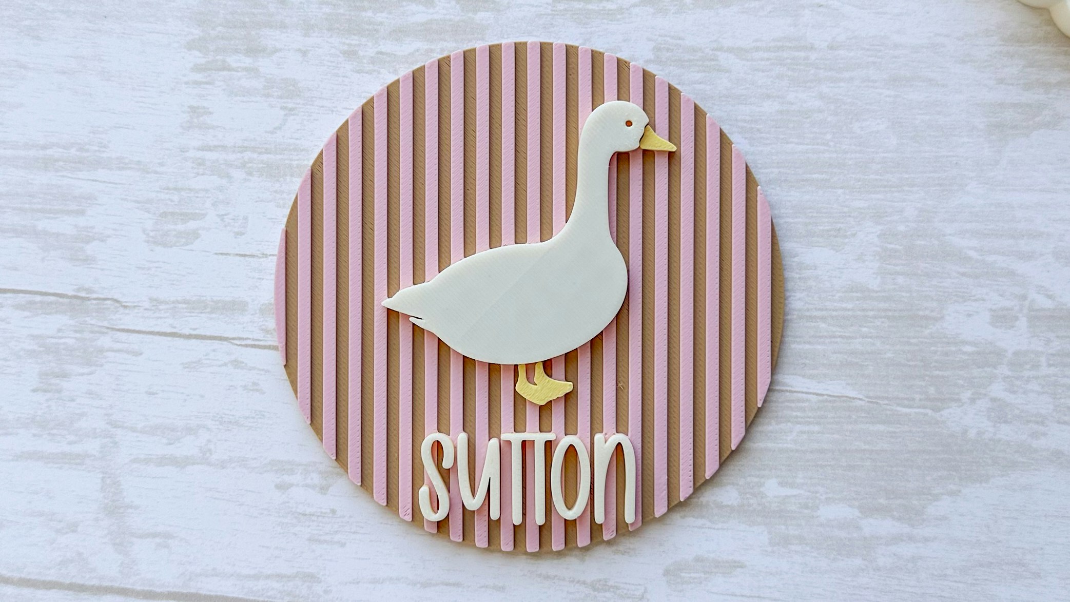 Striped Goose Name Plate 3D Print