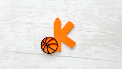Basketball Initial or Number Bag Tag 3D Print