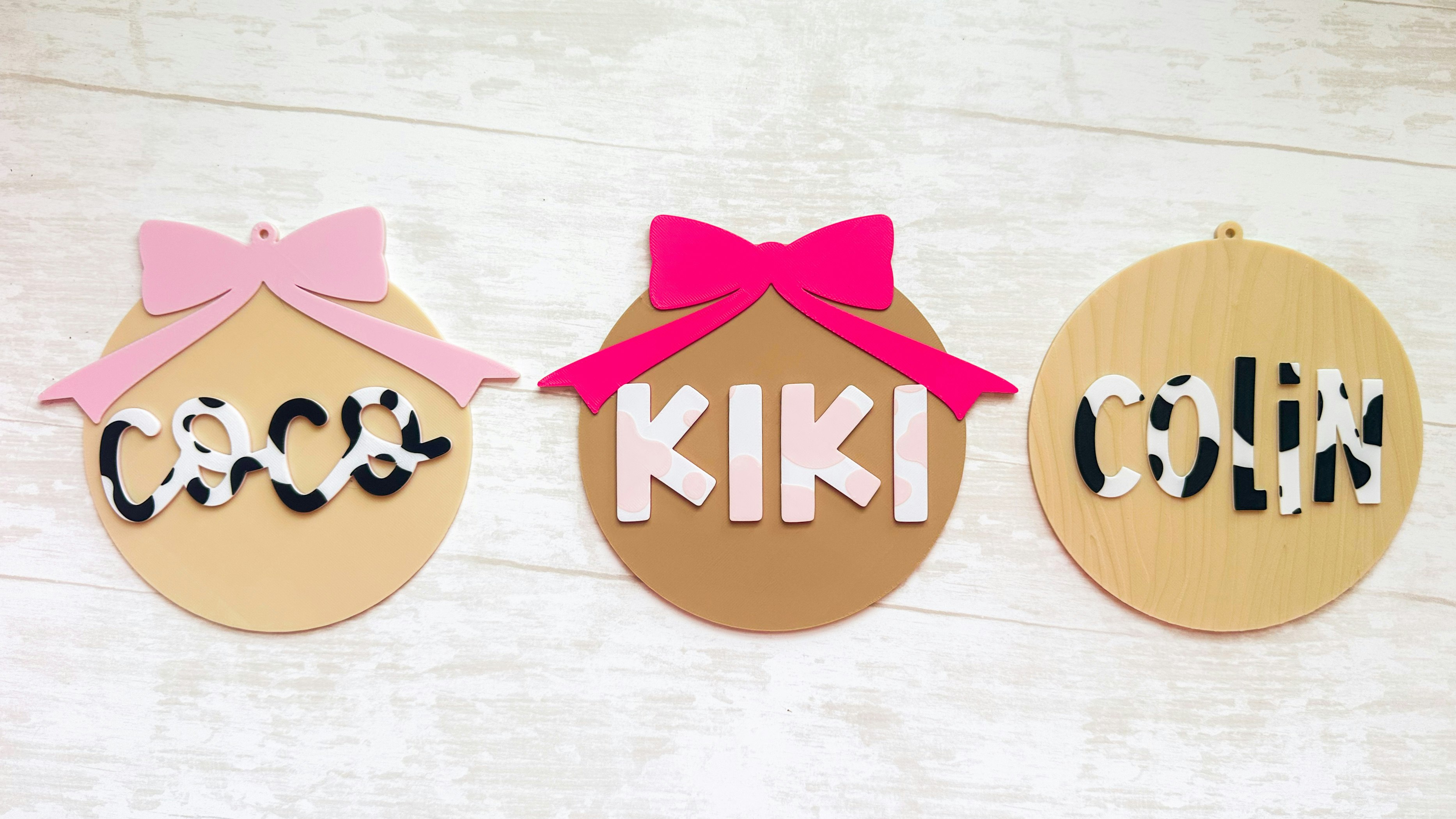 Bow Cow Print Name Sign 3D print