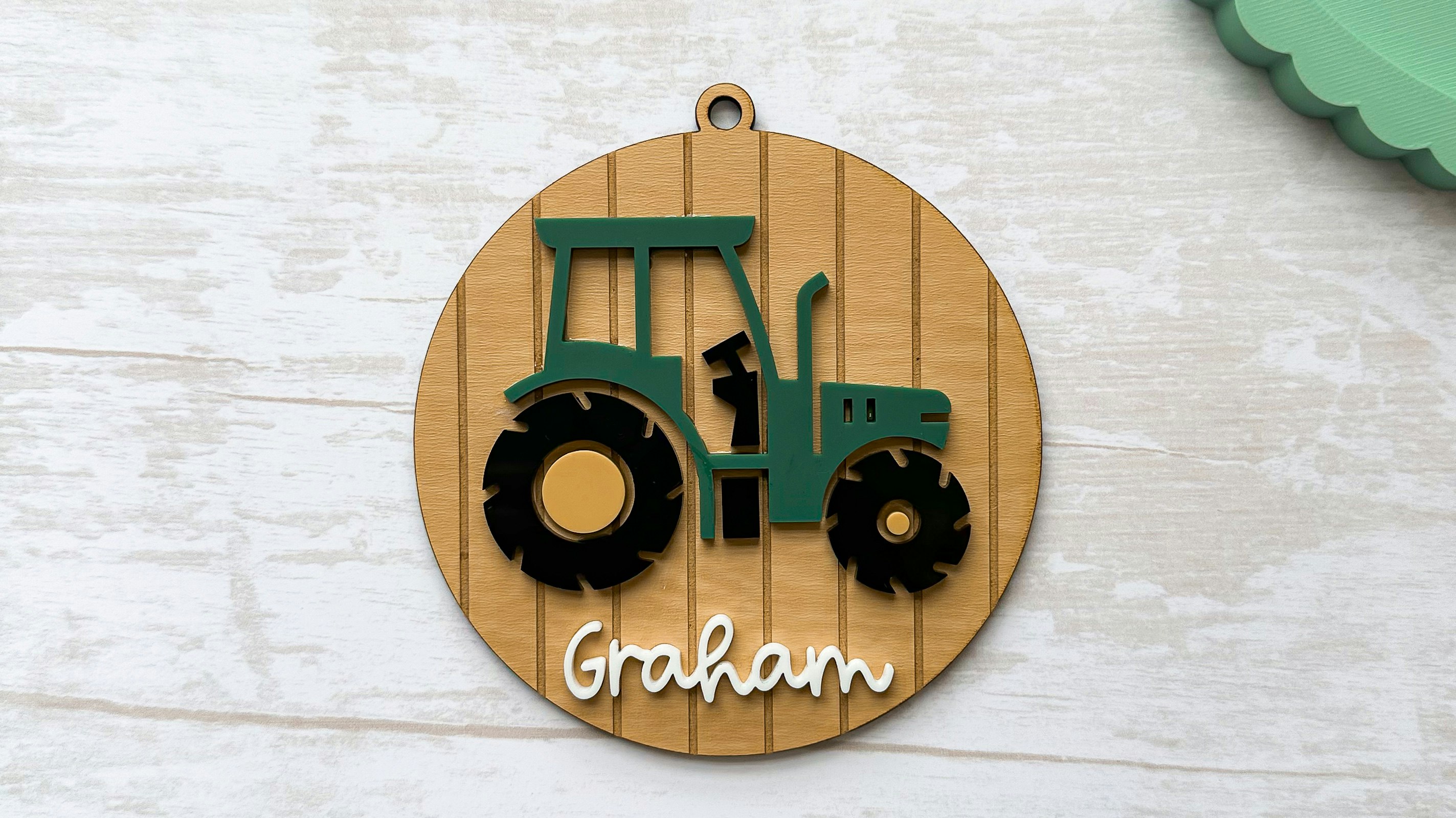 Striped Tractor Name Plate