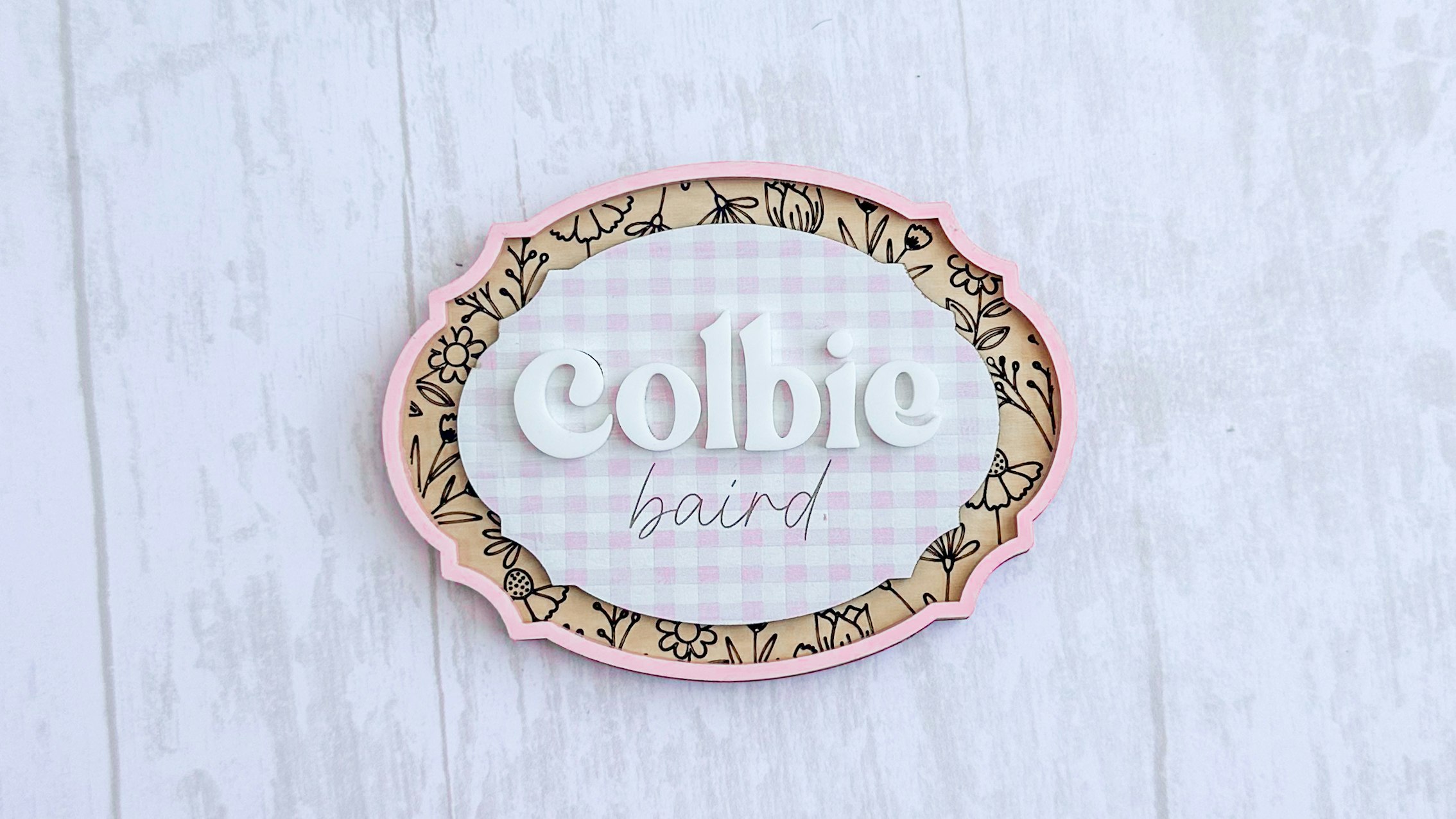 Ornate Floral Frame Name Plate