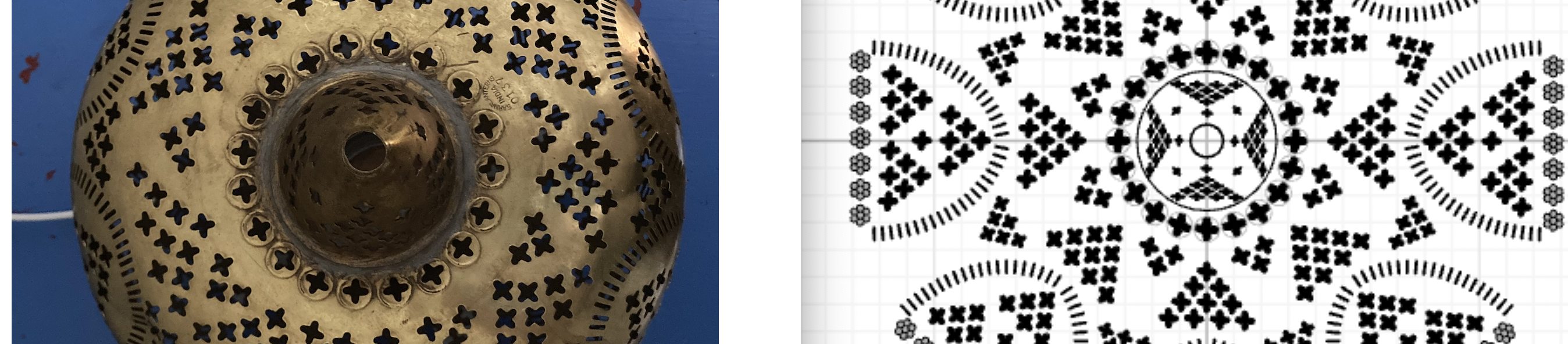 Pattern study: Brass lamp