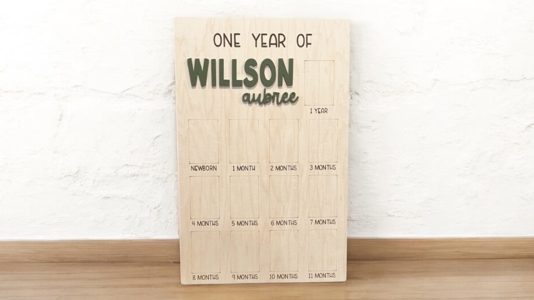 One Year of Baby Square Photo Board - 2"x3" Photos