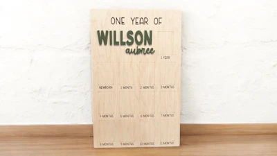 One Year of Baby Square Photo Board - 2"x3" Photos