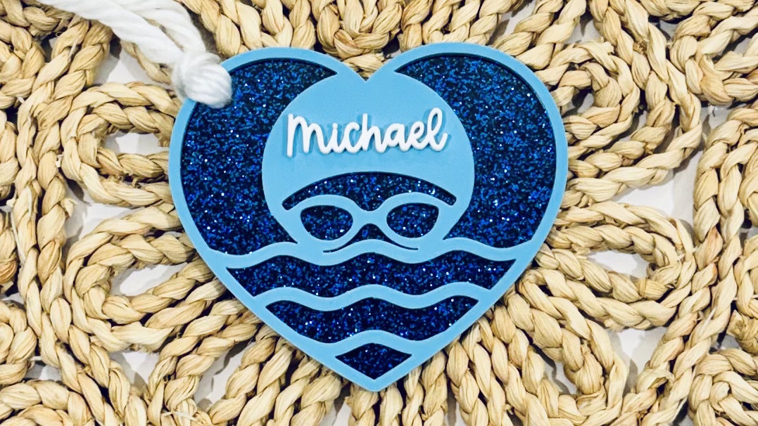 Swim Heart–Shaped Gift Tag