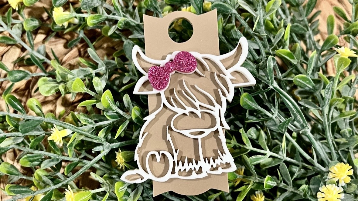 Highland Cow with Bow Tumbler Topper 🎀🐮