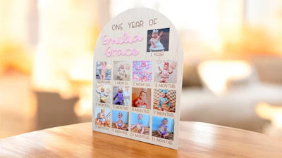 One Year of Baby Arched Photo Board - 4"x4" Photos