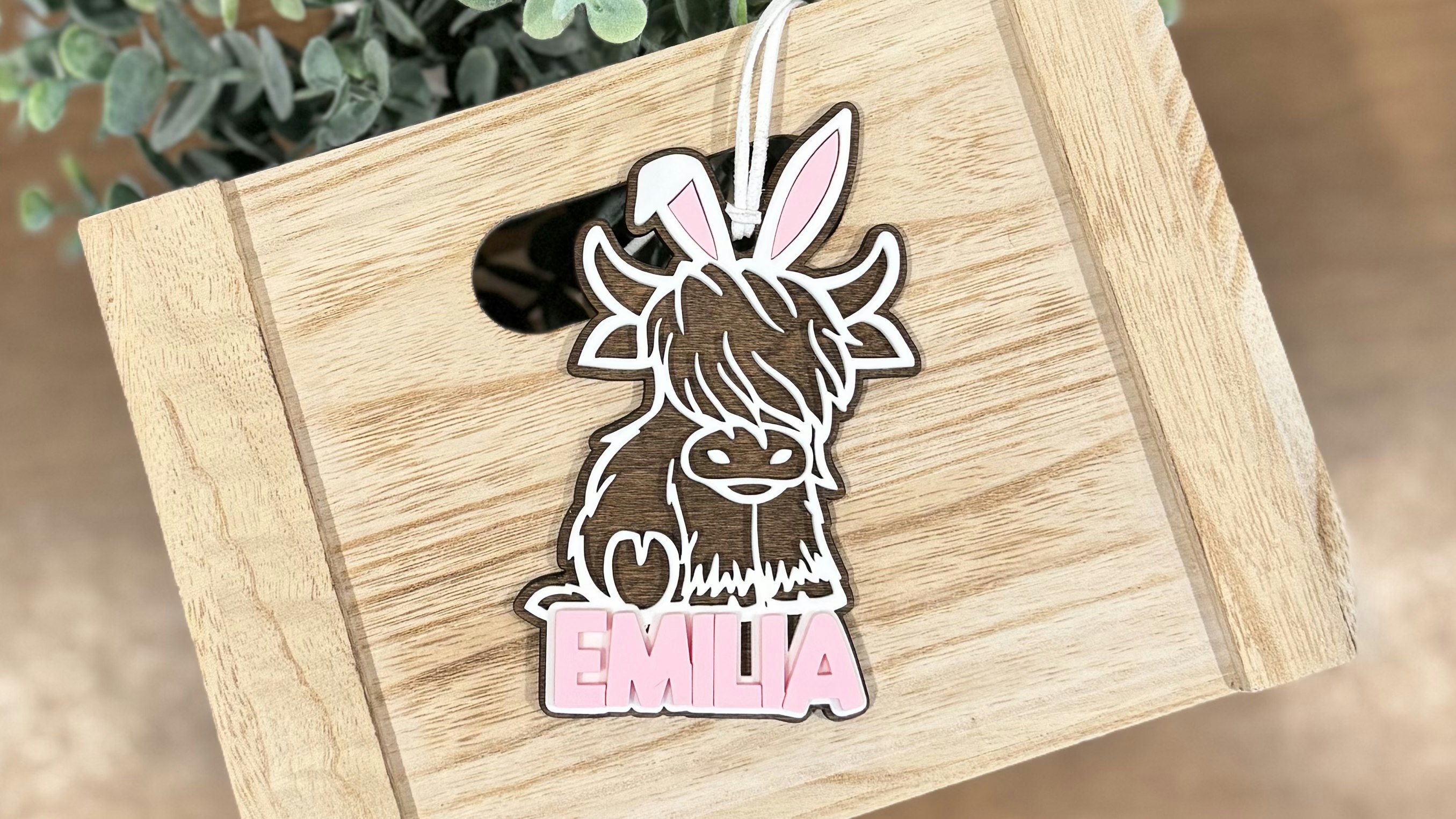 Highland Cow Bunny Gift Tag/Ornament