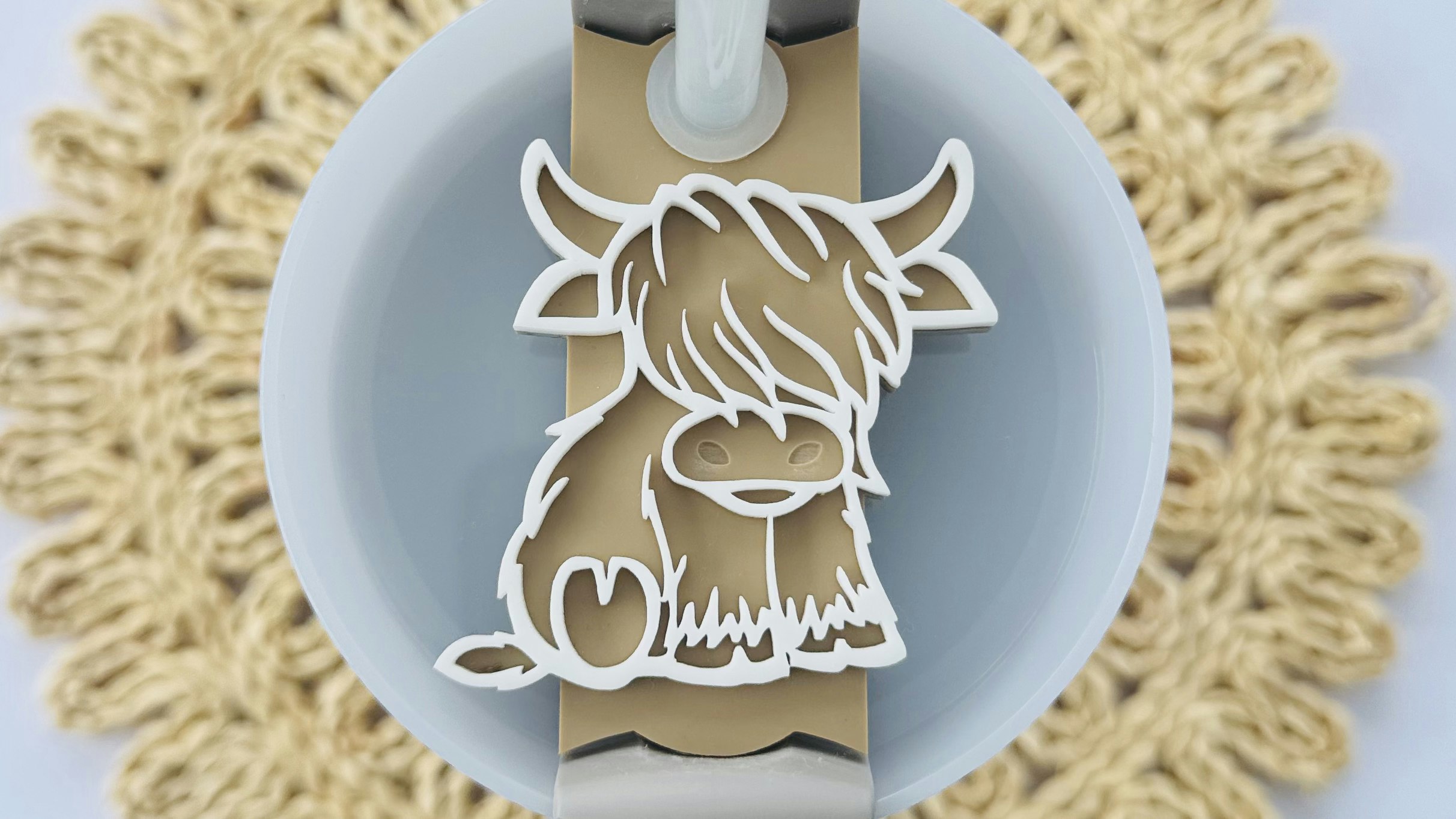 Highland Cow Tumbler Topper