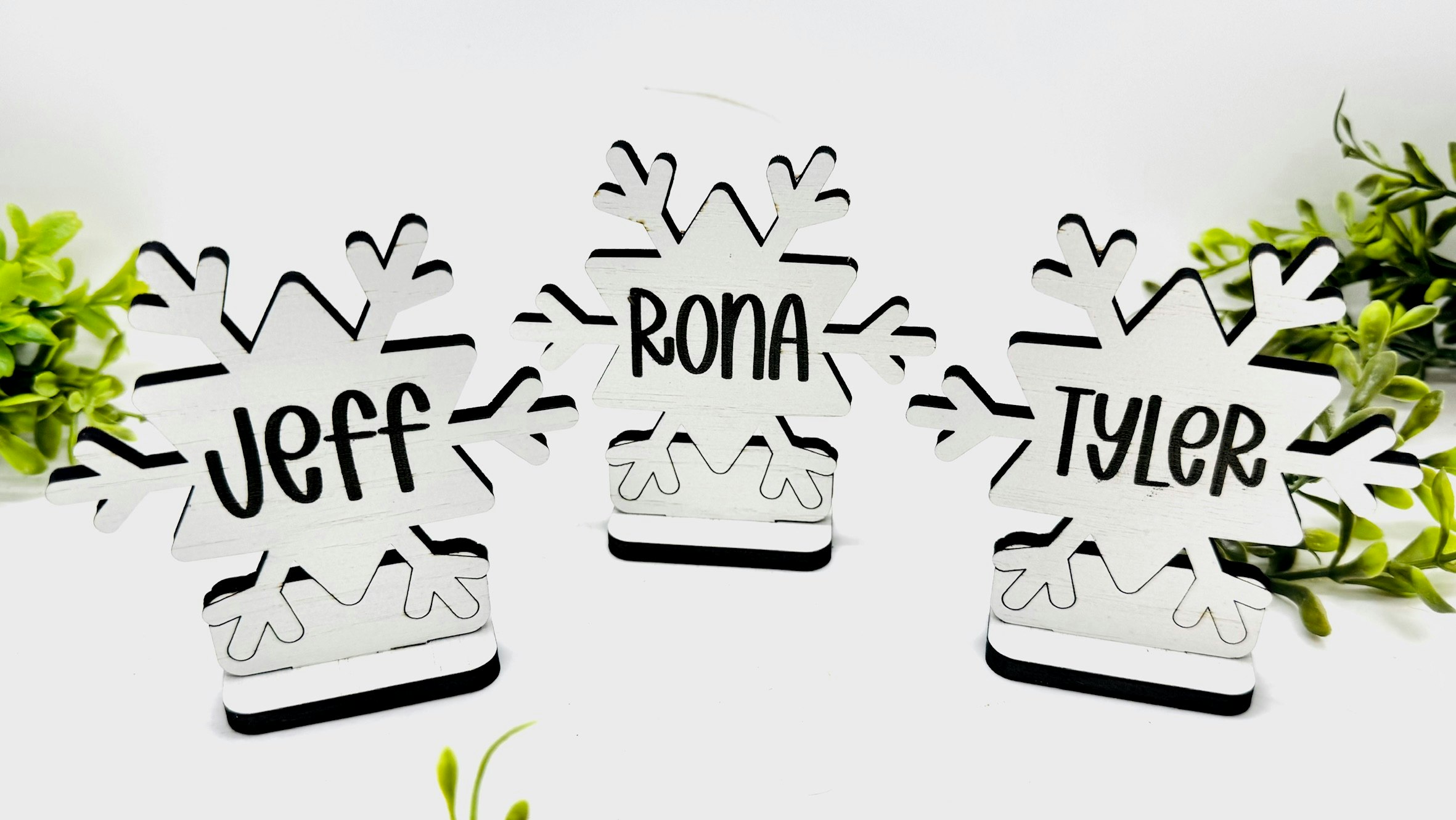 Christmas Snowflake Name Stands