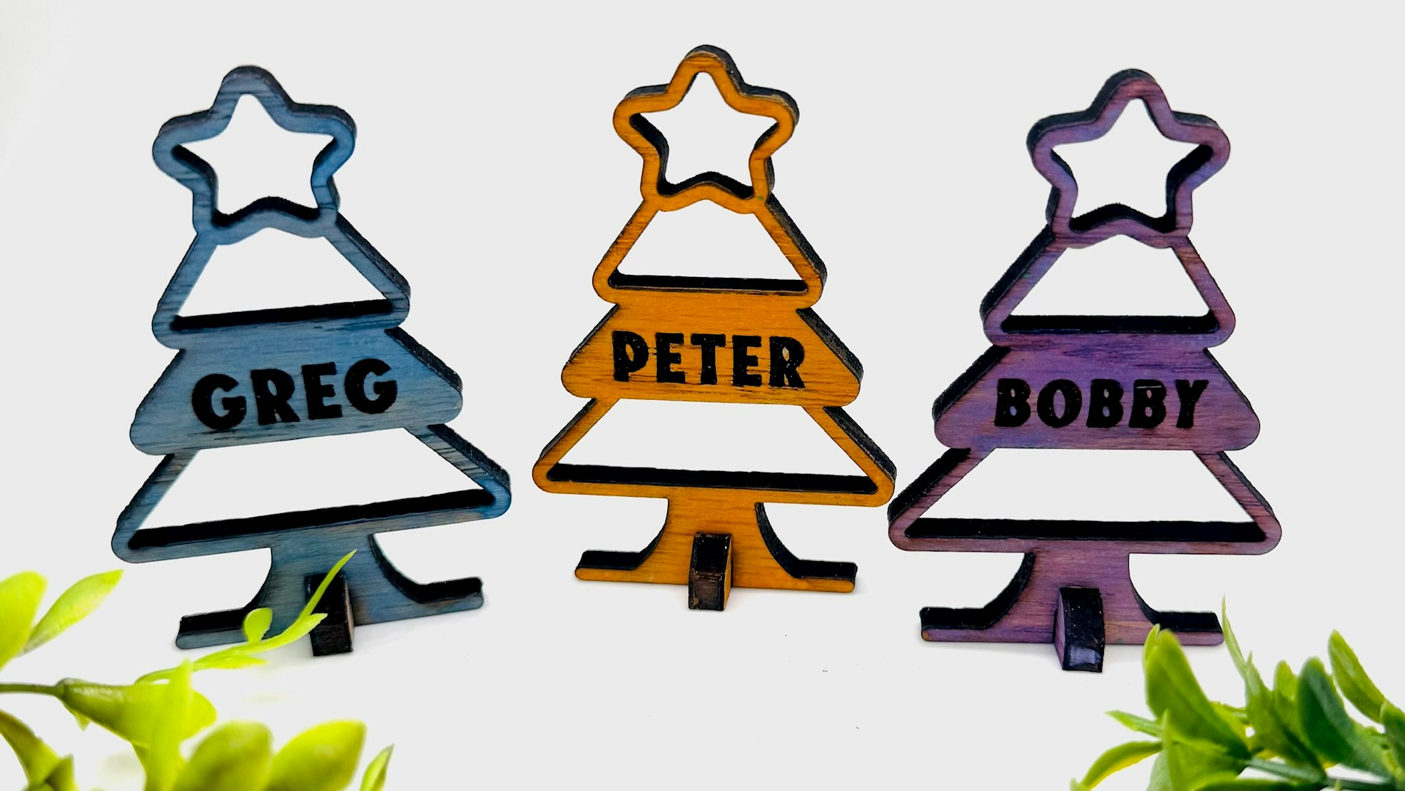 Christmas Tree Engraved Name Table Decor
