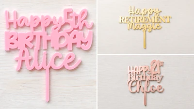 Three Line Cake Topper or Charm