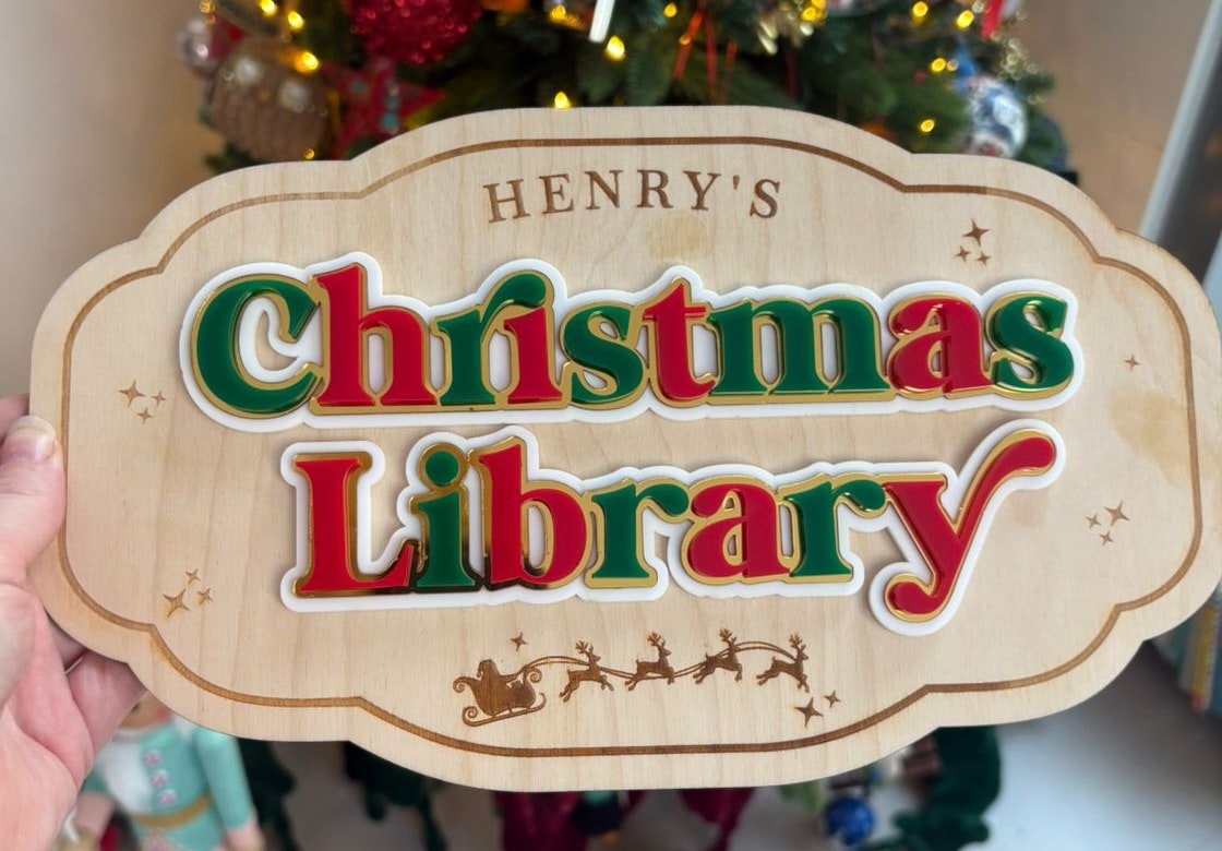Christmas Library Sign