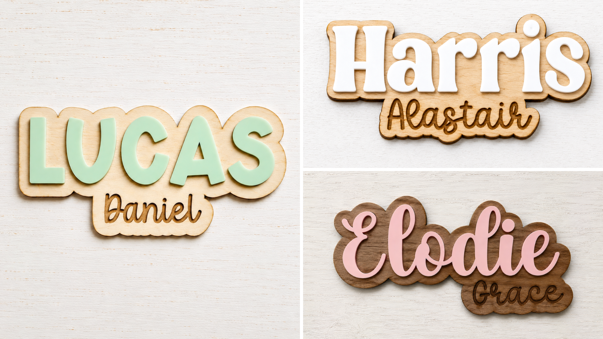 Double Layer Name Sign - Engraved Second Name