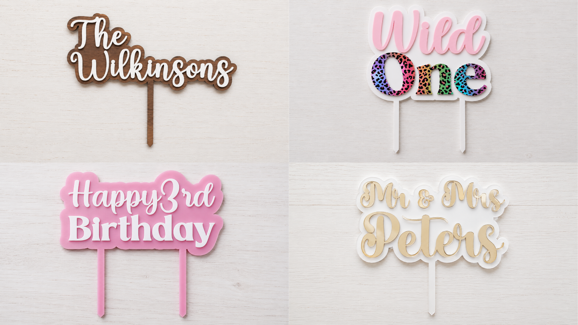Two Line Double Layer Cake Topper or Charm
