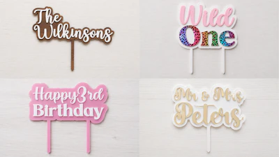Two Line Double Layer Cake Topper or Charm