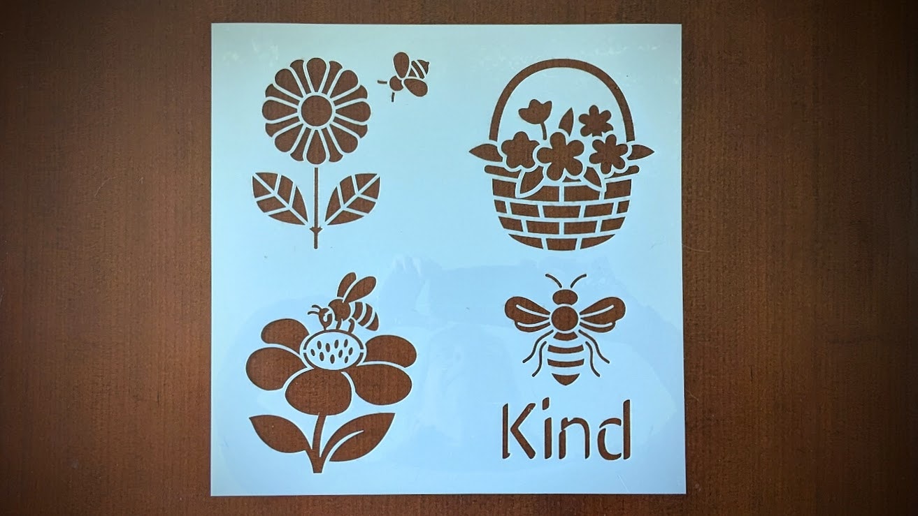 Flowers and Bees Stencil