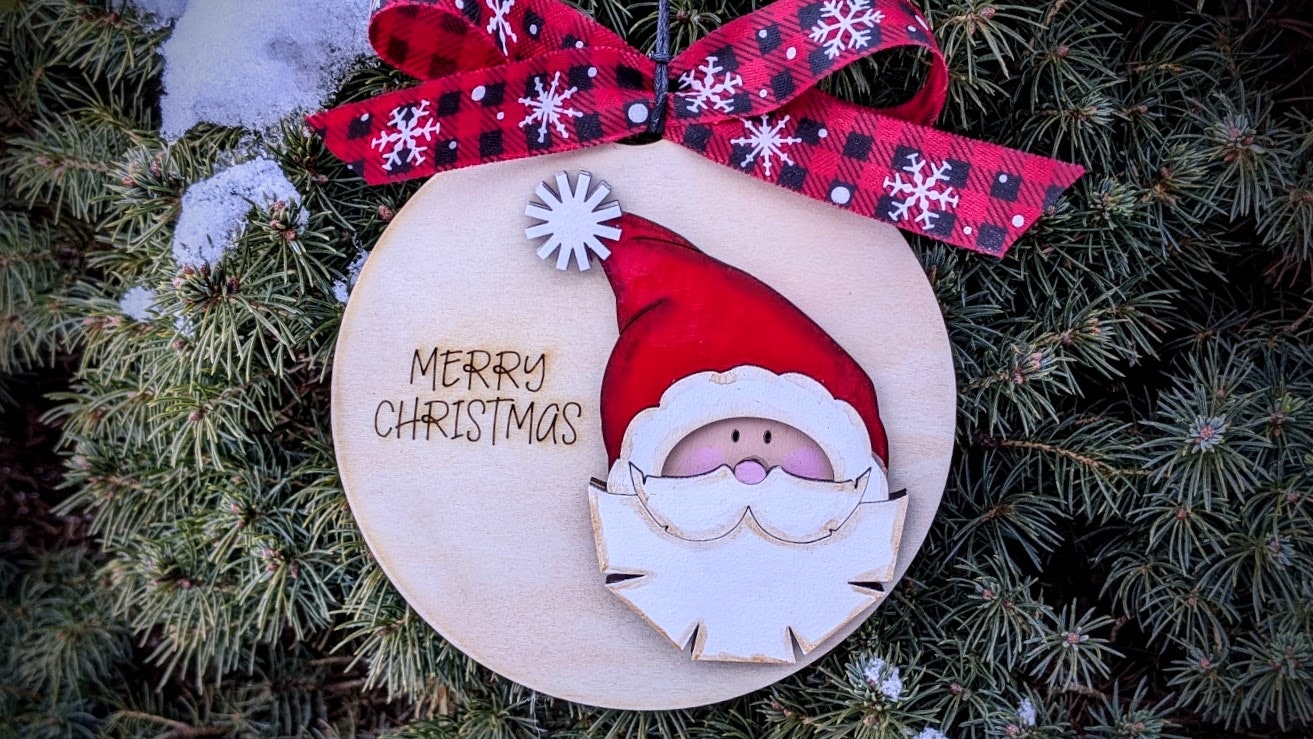 Santa on Round Ornament