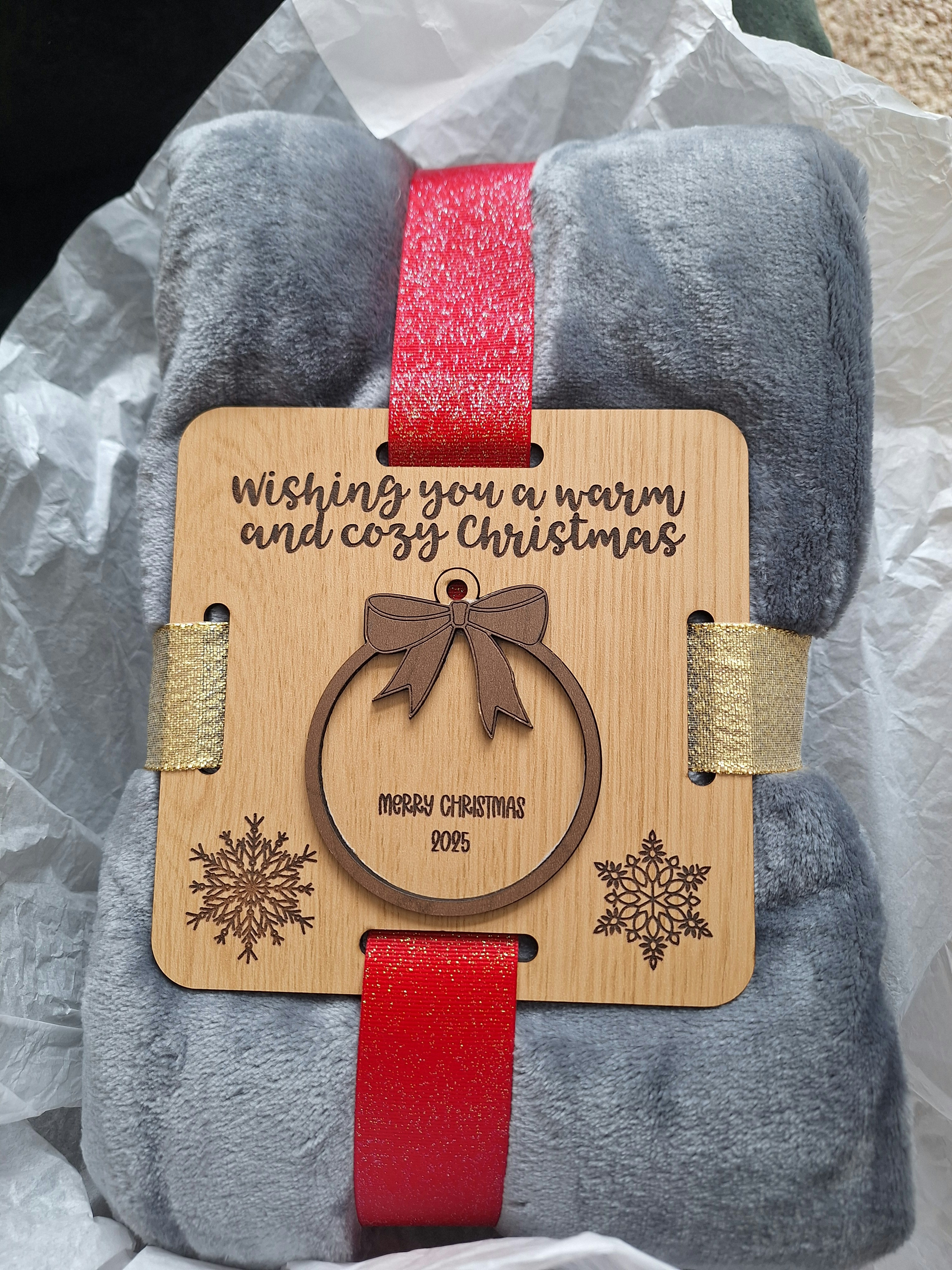blanket tag with ornament