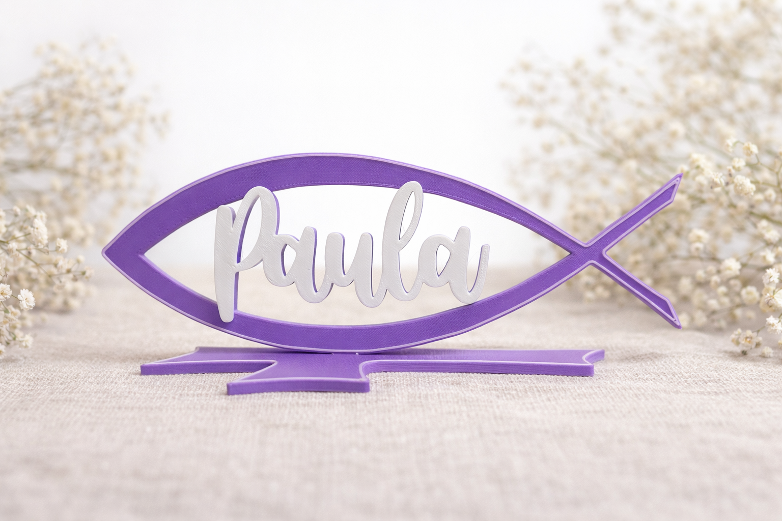 3D Printed Baptism Deco Fish with Name