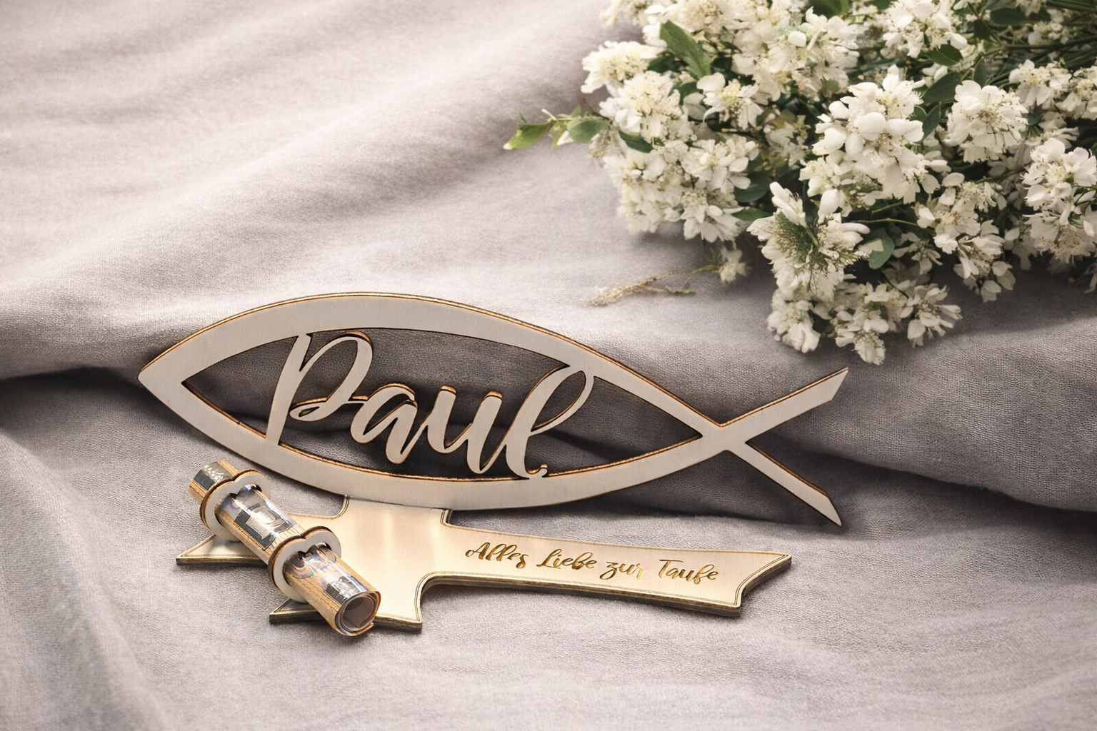 Baptism Money Holder Gift Fish with Name