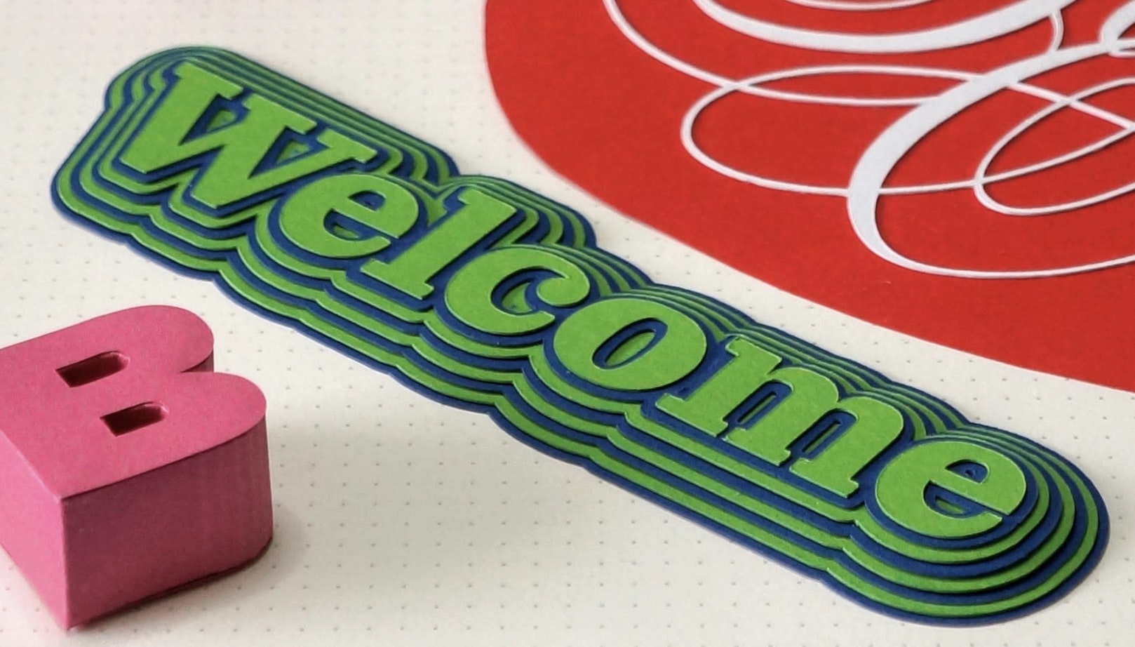 Layered rainbow expanding name paper sign