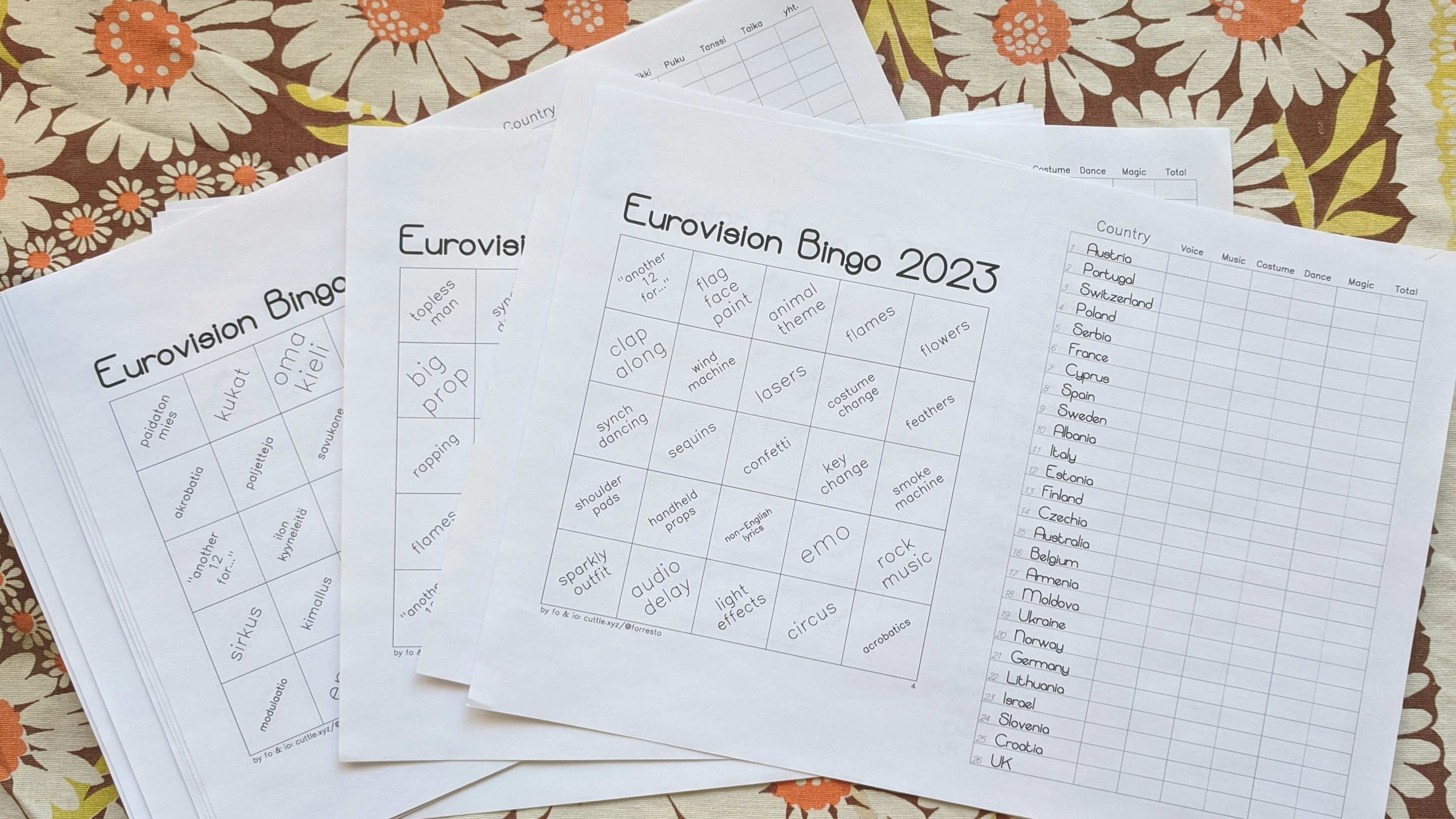 Eurovision Bingo 2026