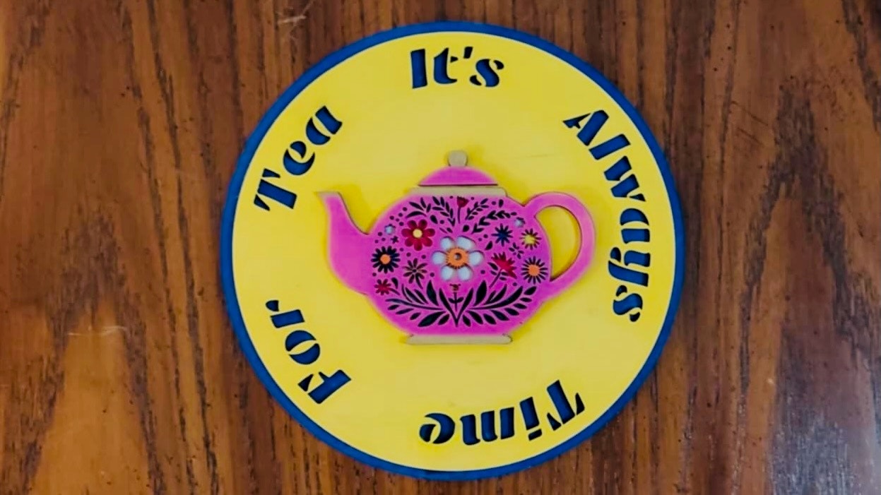Custom Floral Tea Pot Sign