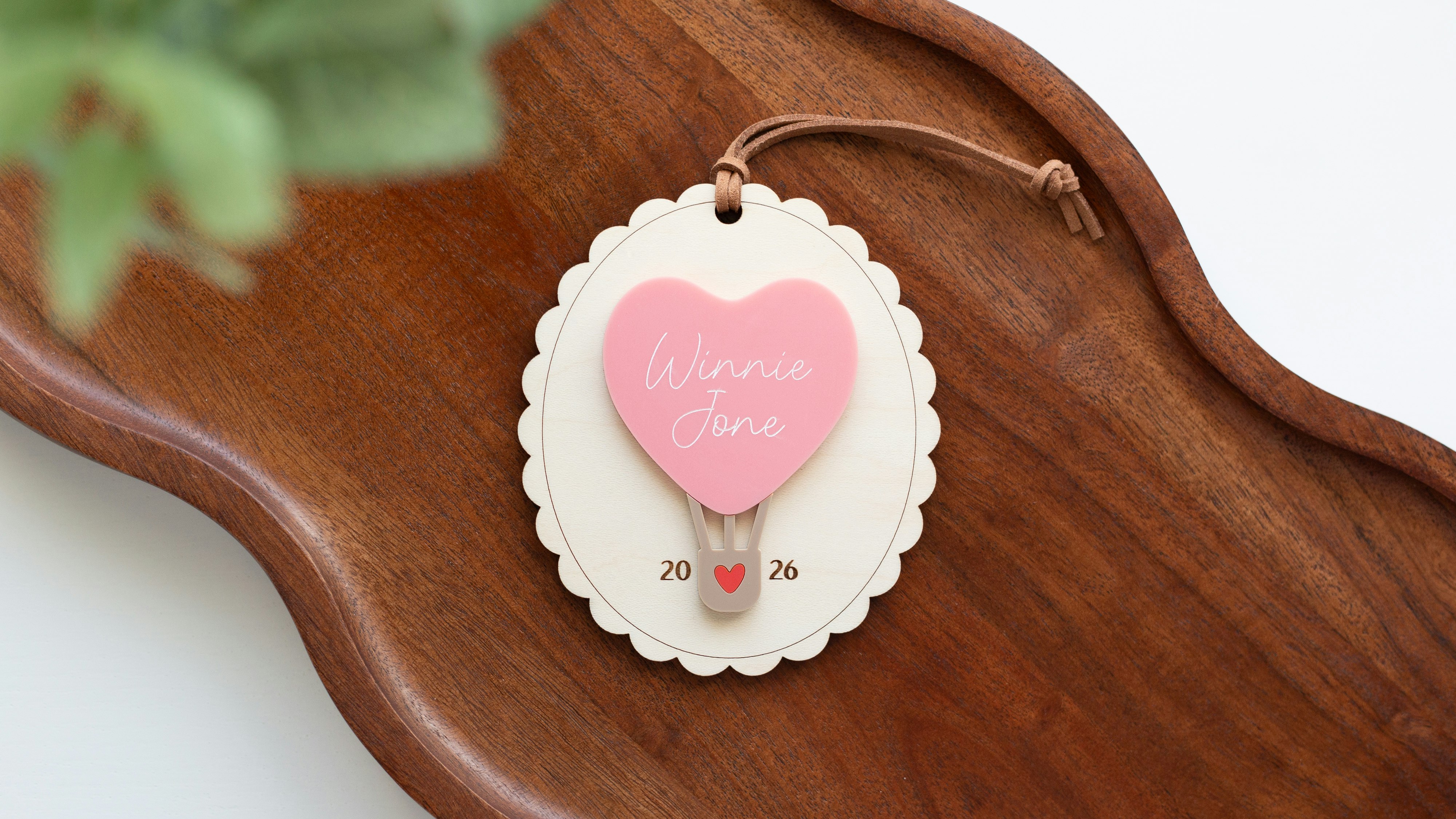 Wood Hot Air Balloon Tag