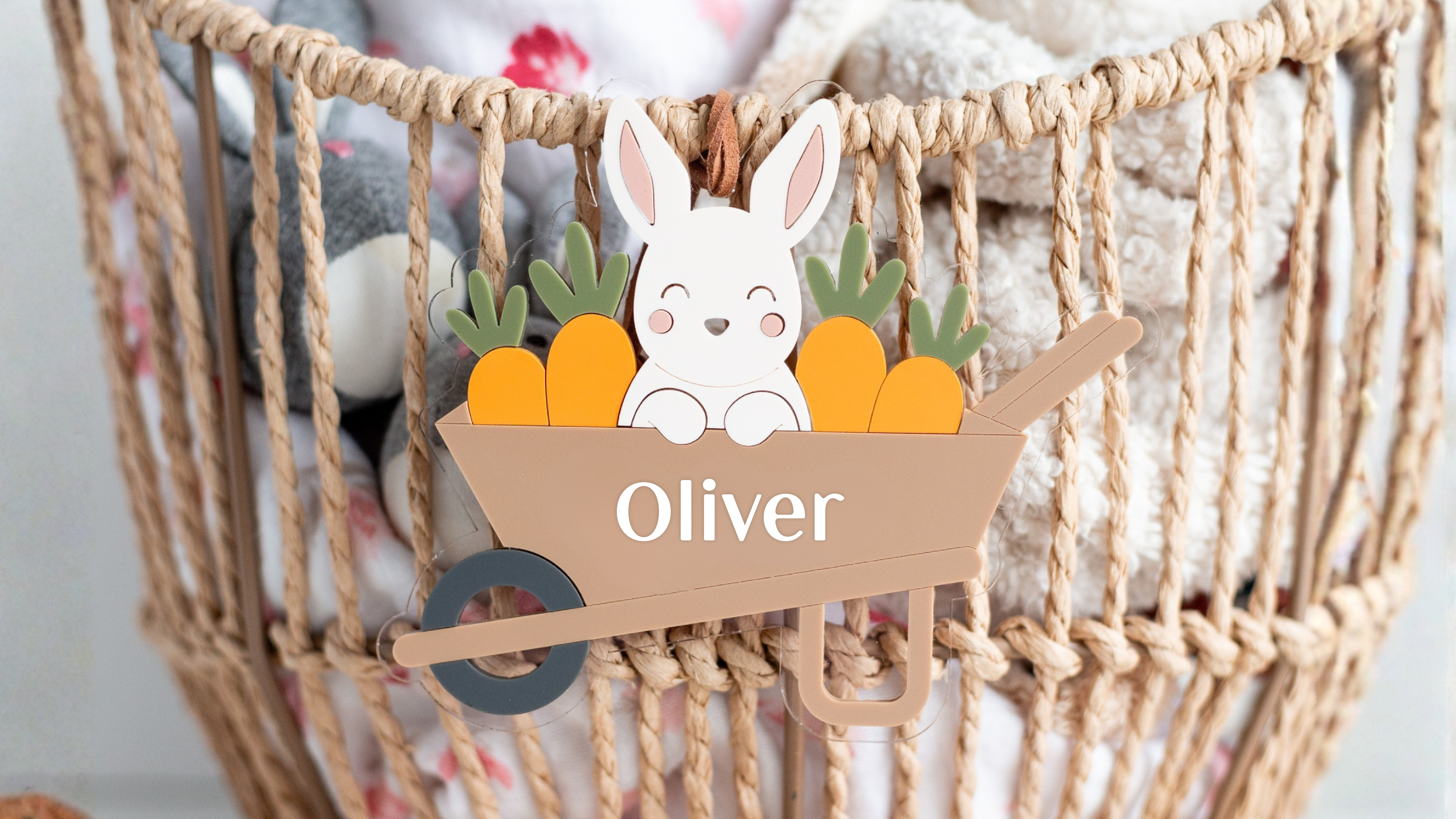 Bunny In Wheelbarrow Easter Tag