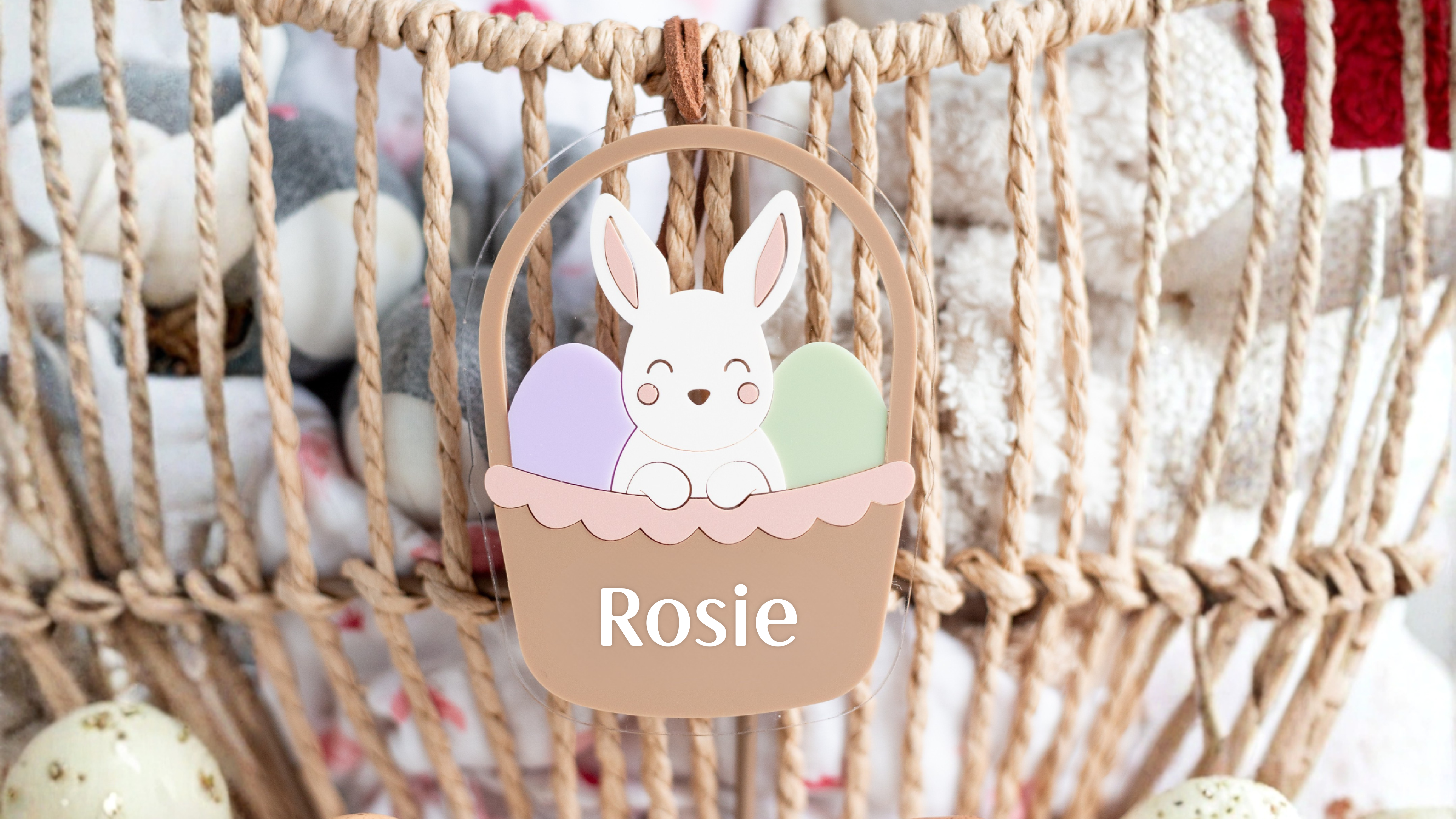 Bunny in Basket Easter Tag