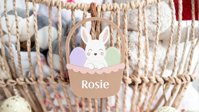 Bunny in Basket Easter Tag