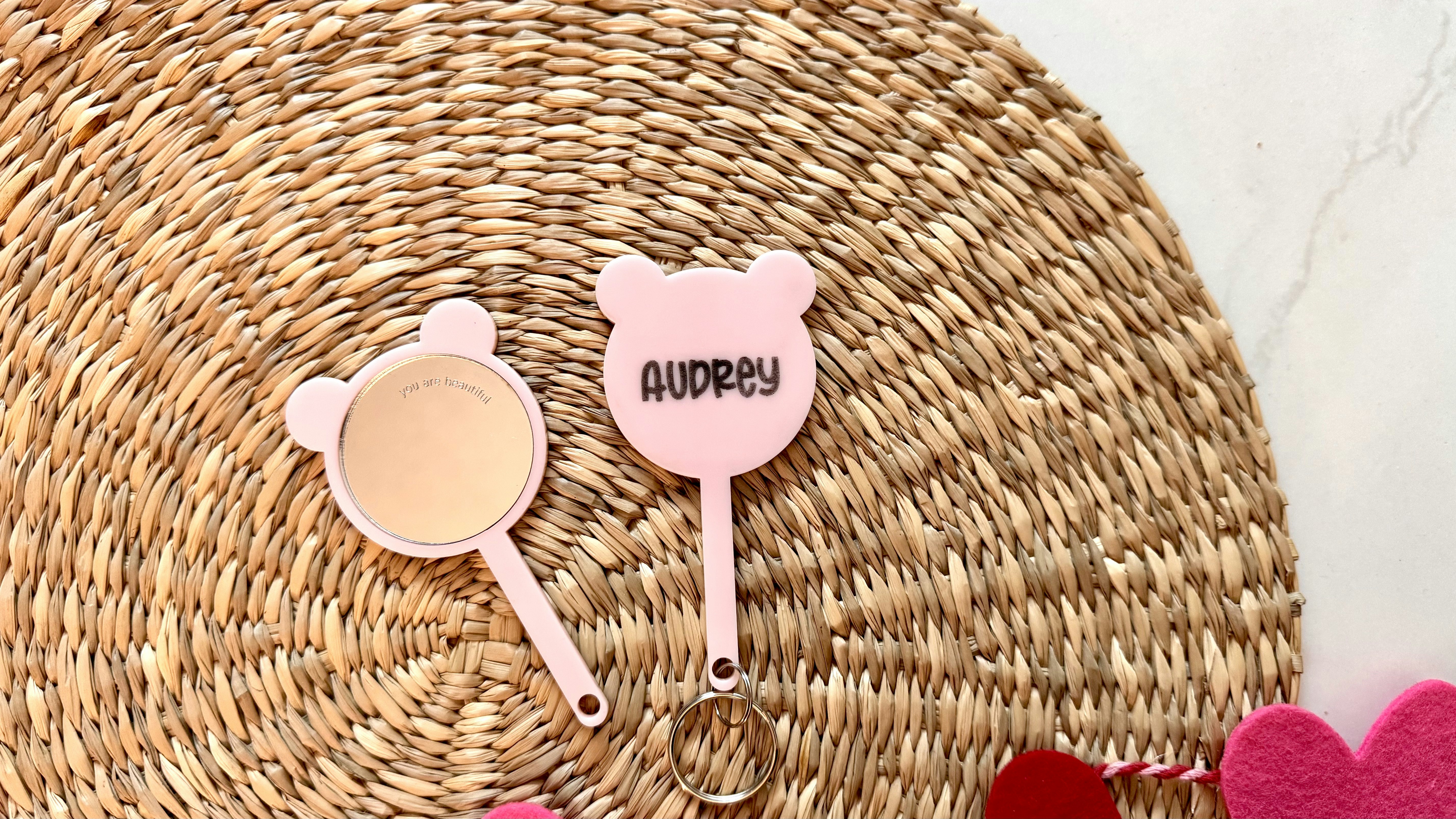 Valentines Bear Mirror Keychain