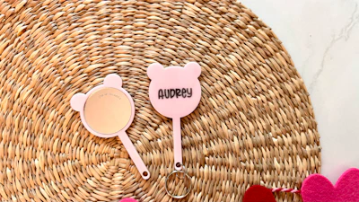 Valentines Bear Mirror Keychain