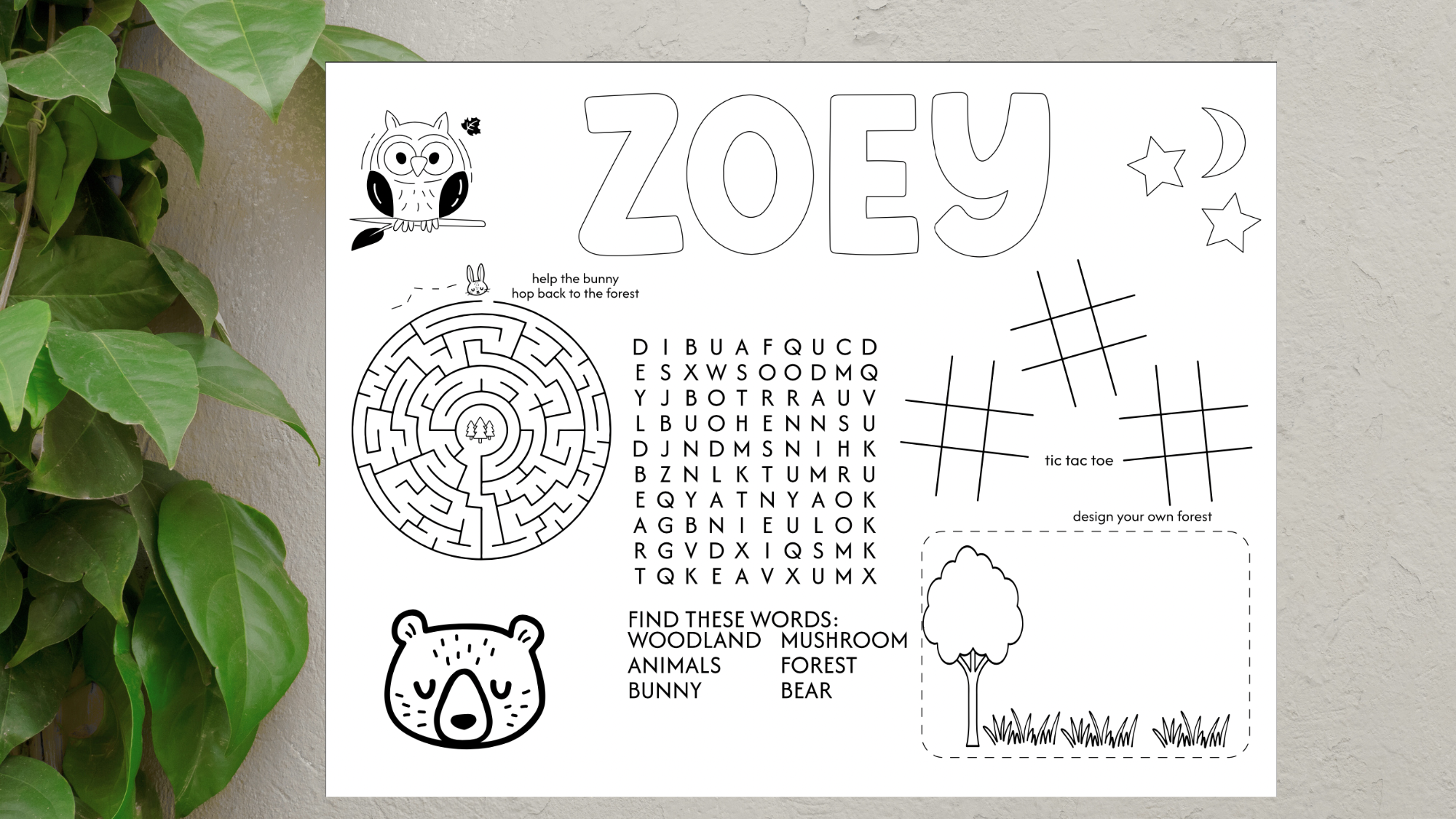 Woodland Activity Sheet