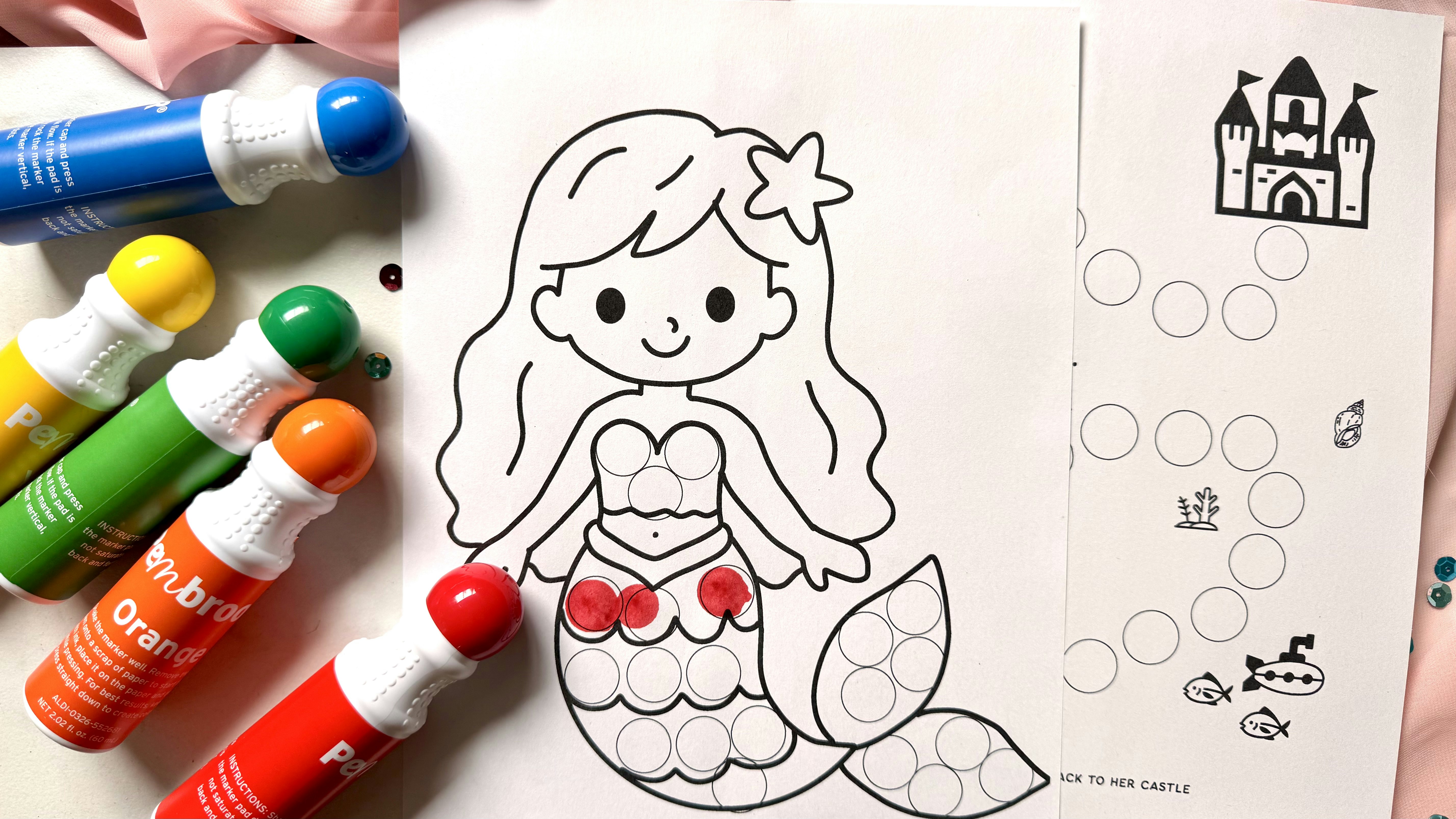 Mermaid Paint Dot Template