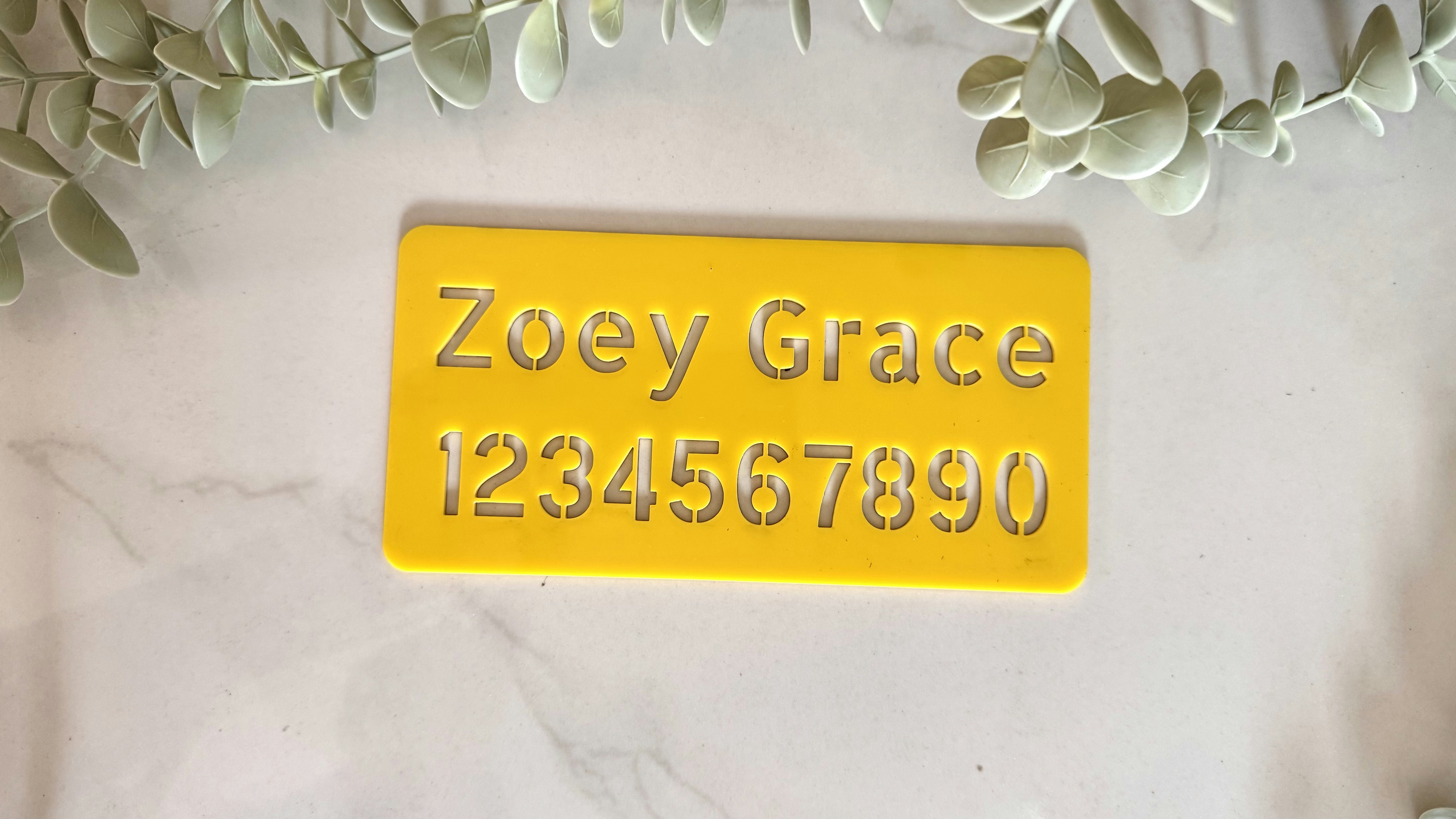 Name Number Stencil