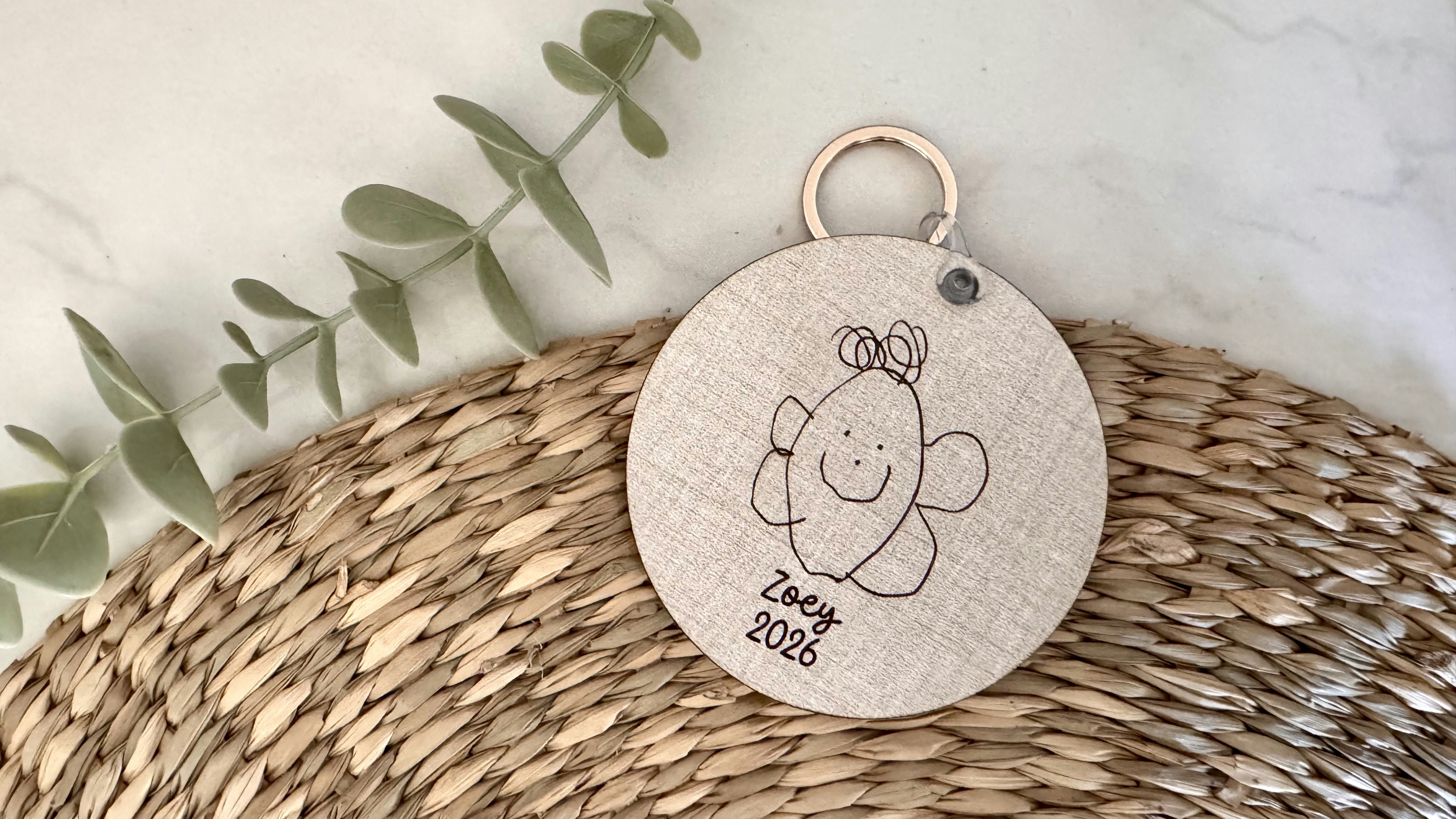Kid Drawing Ornament Tag