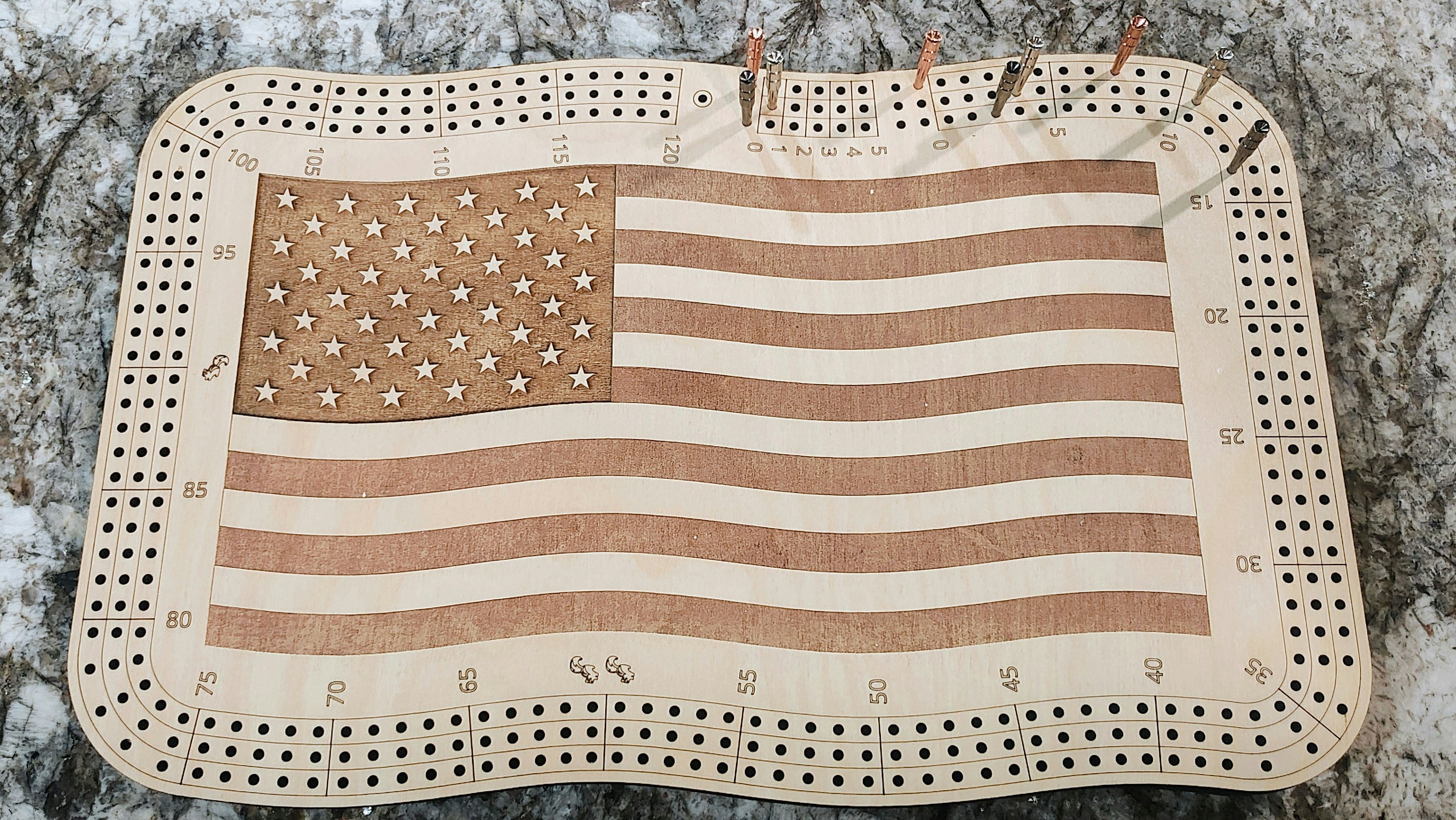 Wavy Flag Cribbage Board