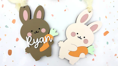 Bunny with Carrot Easter Tag