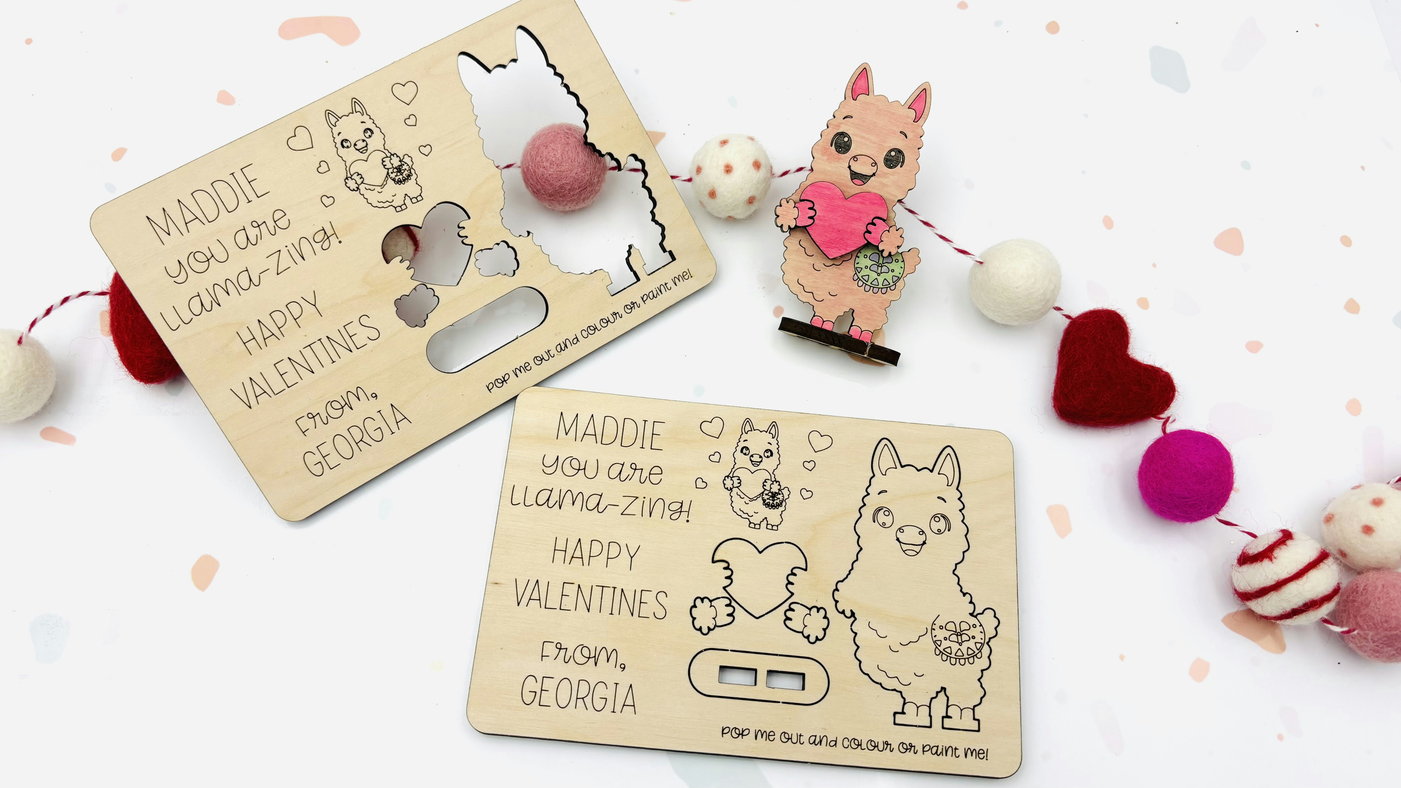 Llama Pop-Out Valentines Card
