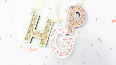 Candy Cane Print Initial Ornament