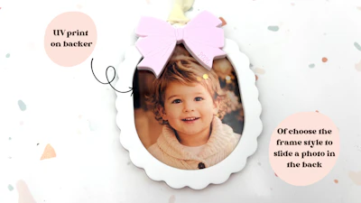 Wavy Bow Photo Ornament